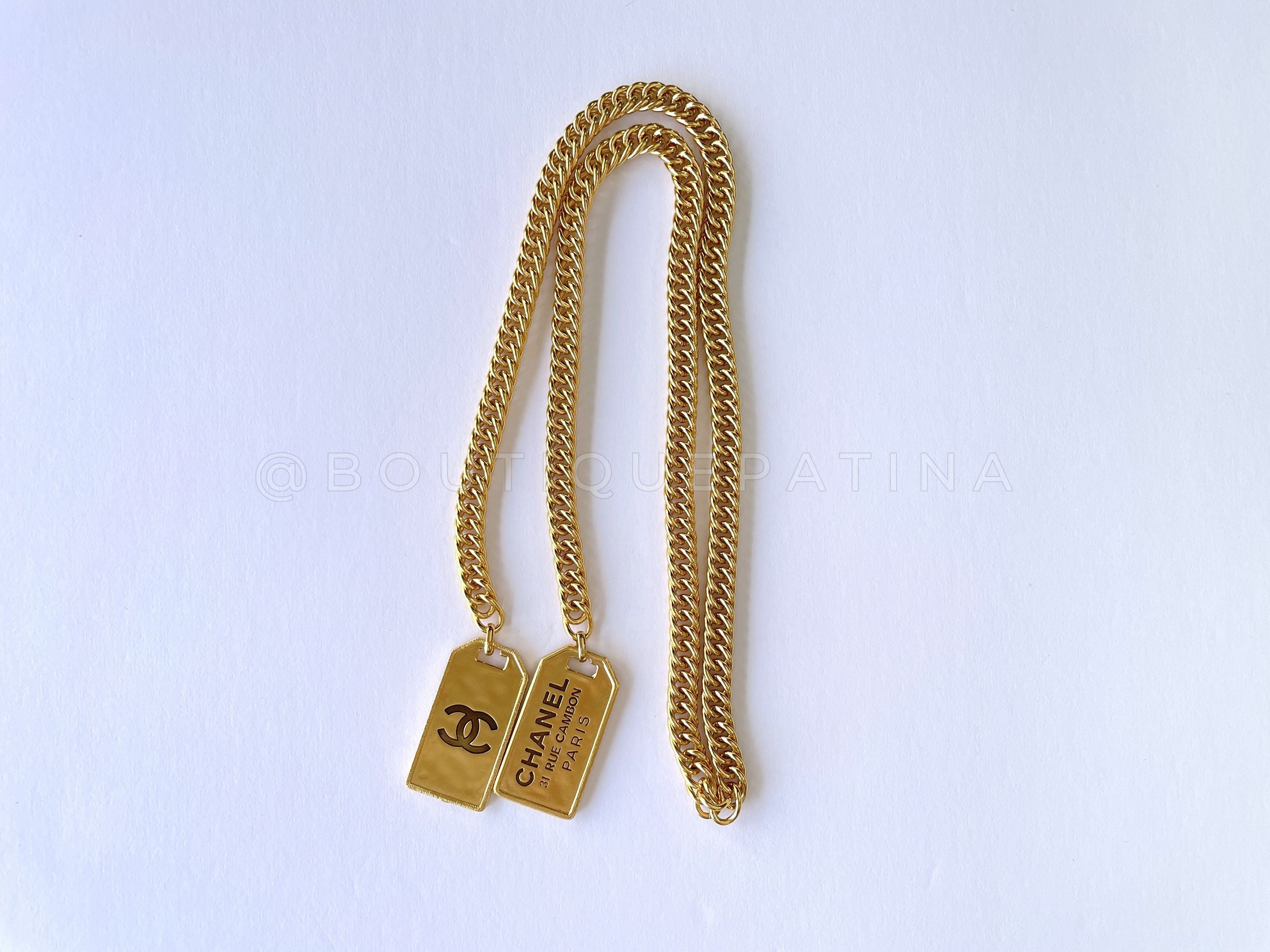 Chanel 20C Dog Tag Logo Lariat Chain Necklace