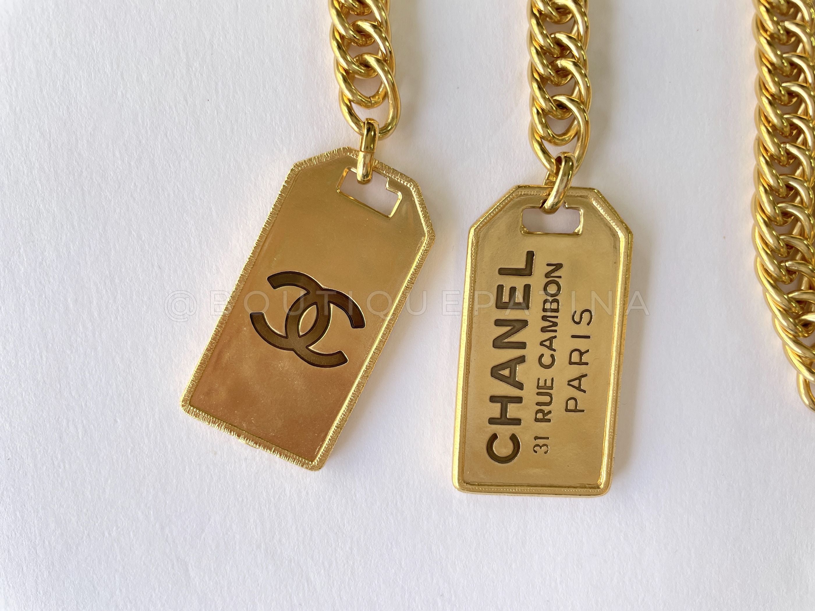 Chanel 20C Dog Tag Logo Lariat Chain Necklace