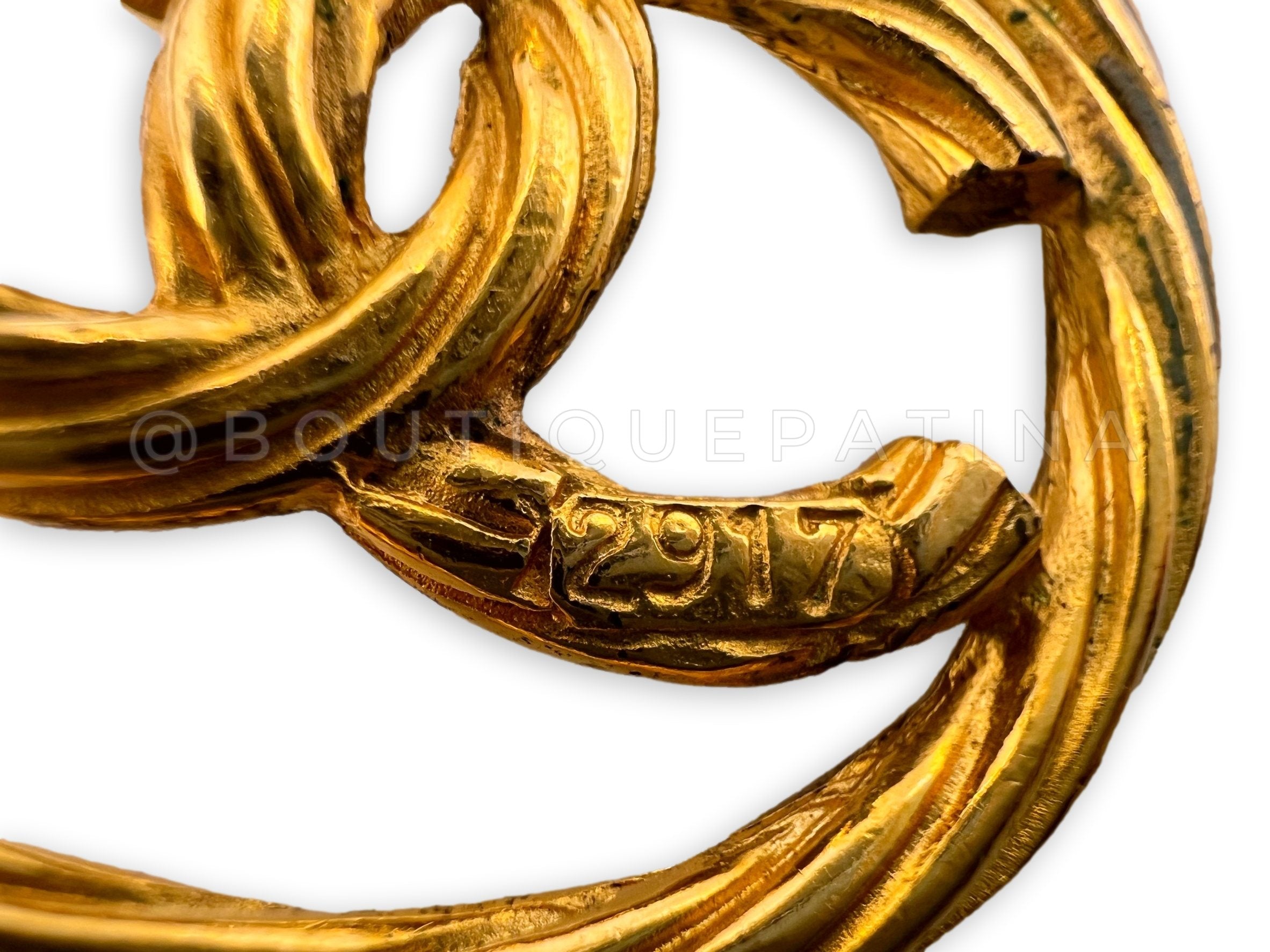 Chanel Vintage 93P Encircled Door Knocker Hoop Dangle Earrings