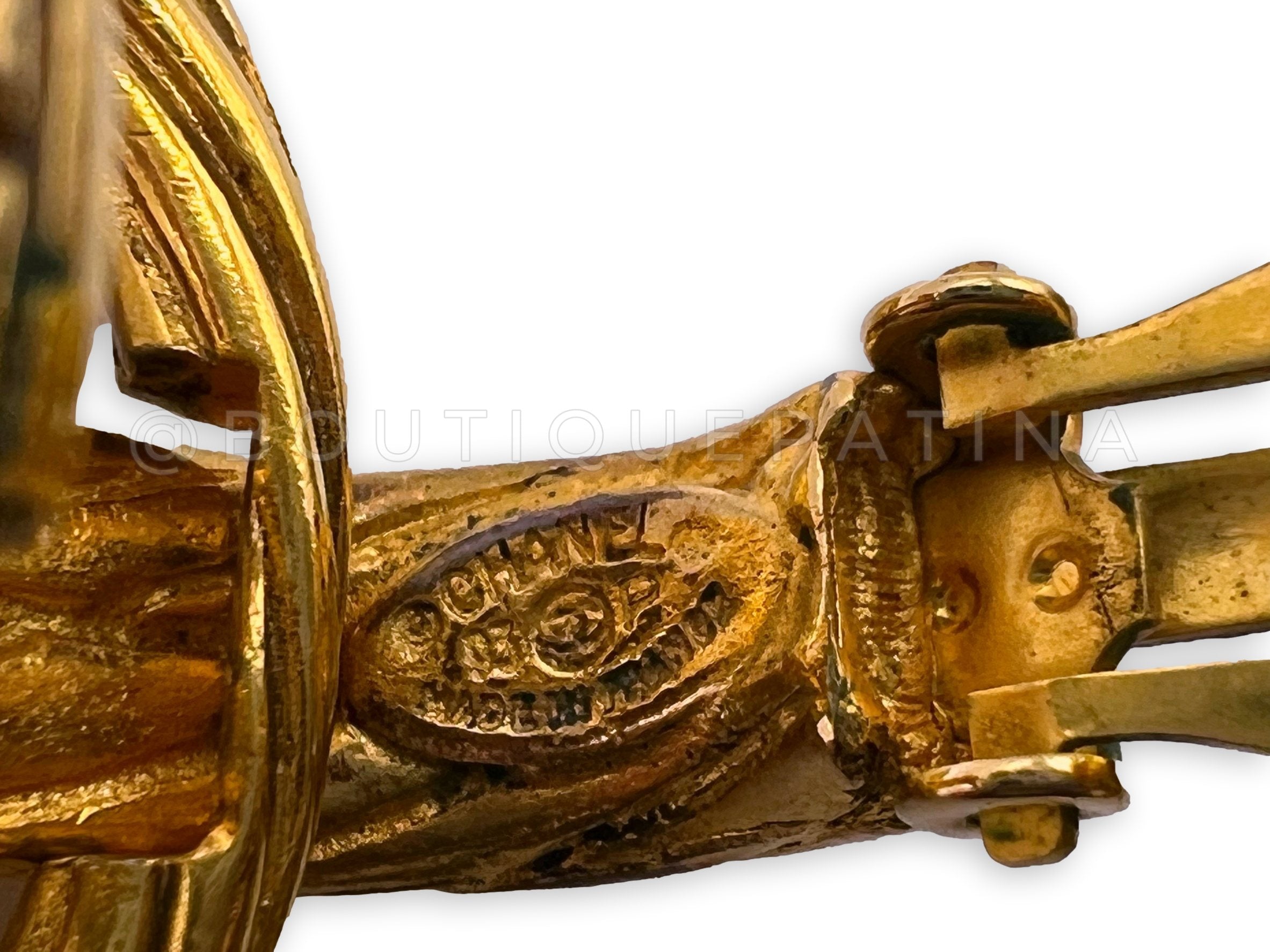 Chanel Vintage 93P Encircled Door Knocker Hoop Dangle Earrings