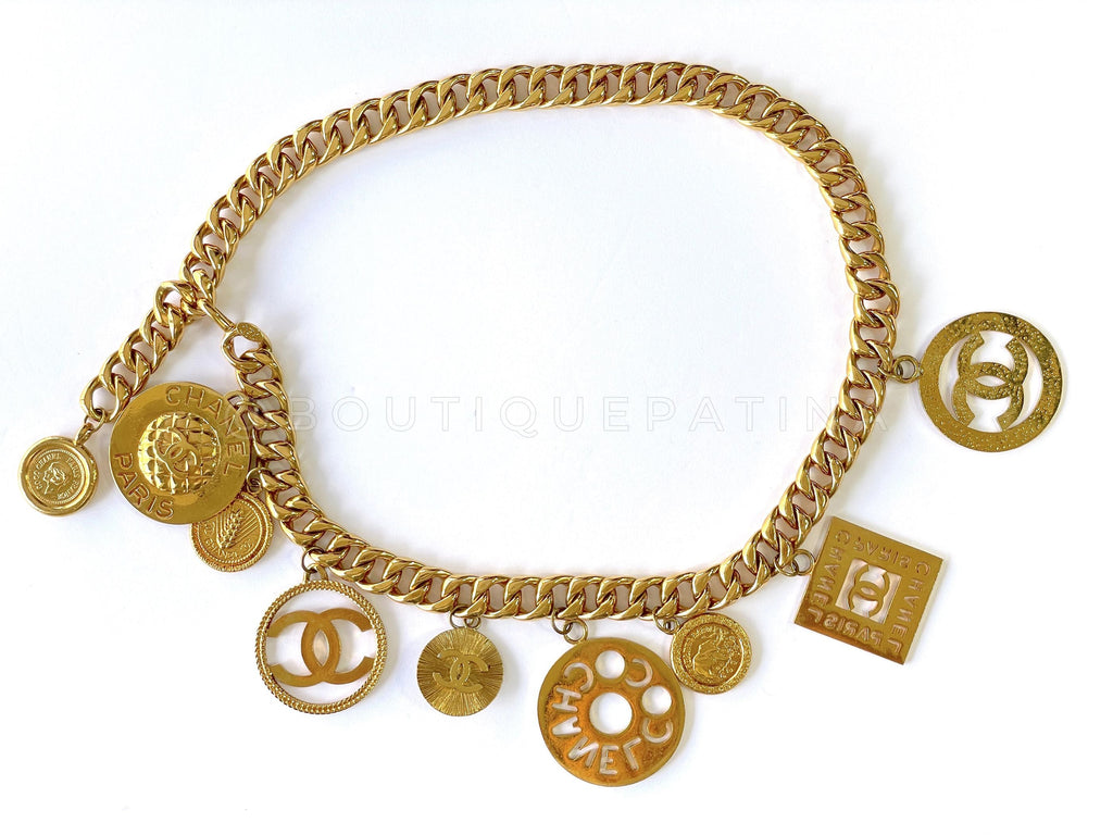 Chanel Vintage Rare Collection 28 Multi Charm Statement Chain Belt Necklace