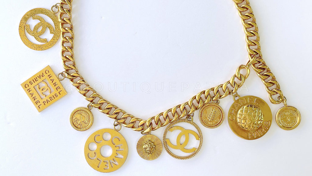 Chanel Vintage Rare Collection 28 Multi Charm Statement Chain Belt Necklace