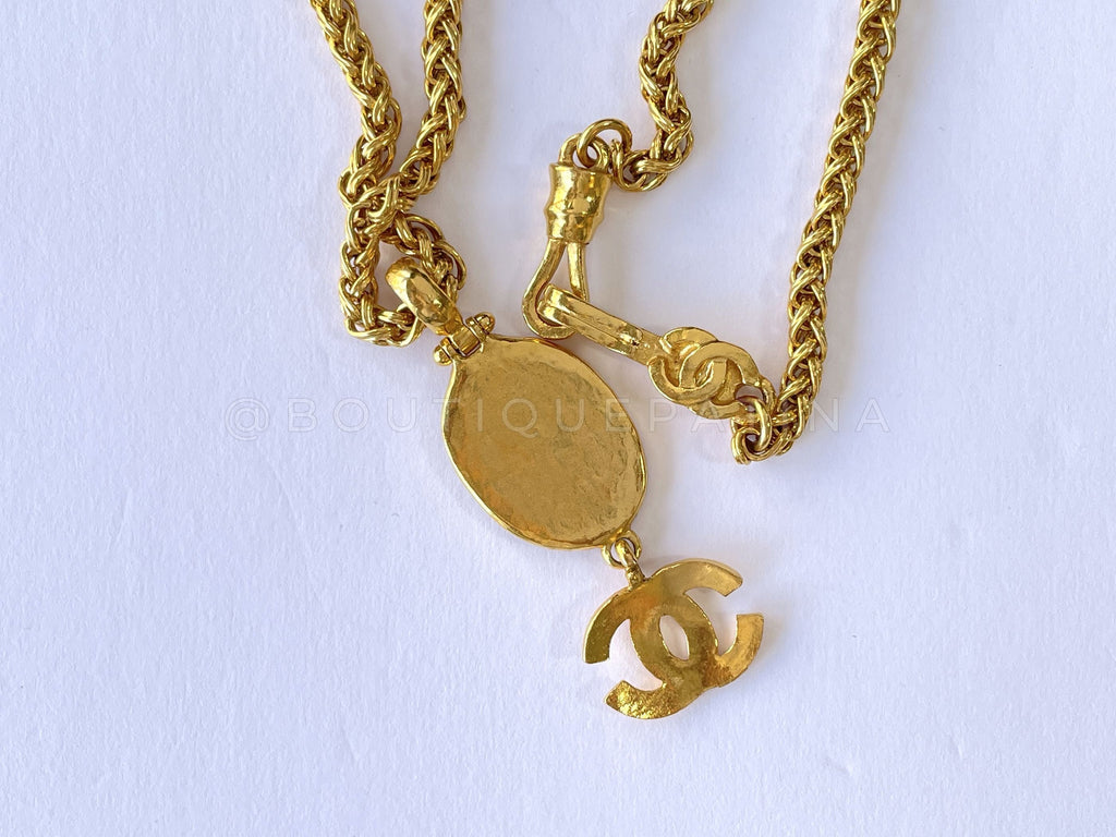 Chanel Vintage 95A Mother of Pearl CC Pendant Long Necklace