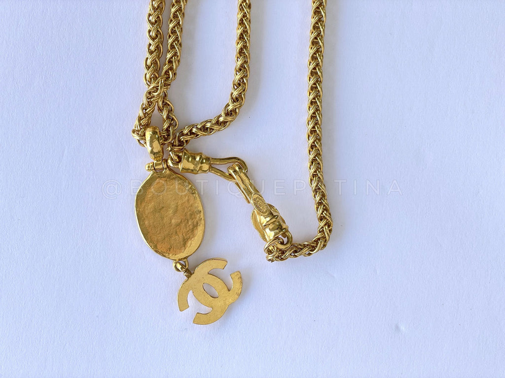 Chanel Vintage 95A Mother of Pearl CC Pendant Long Necklace