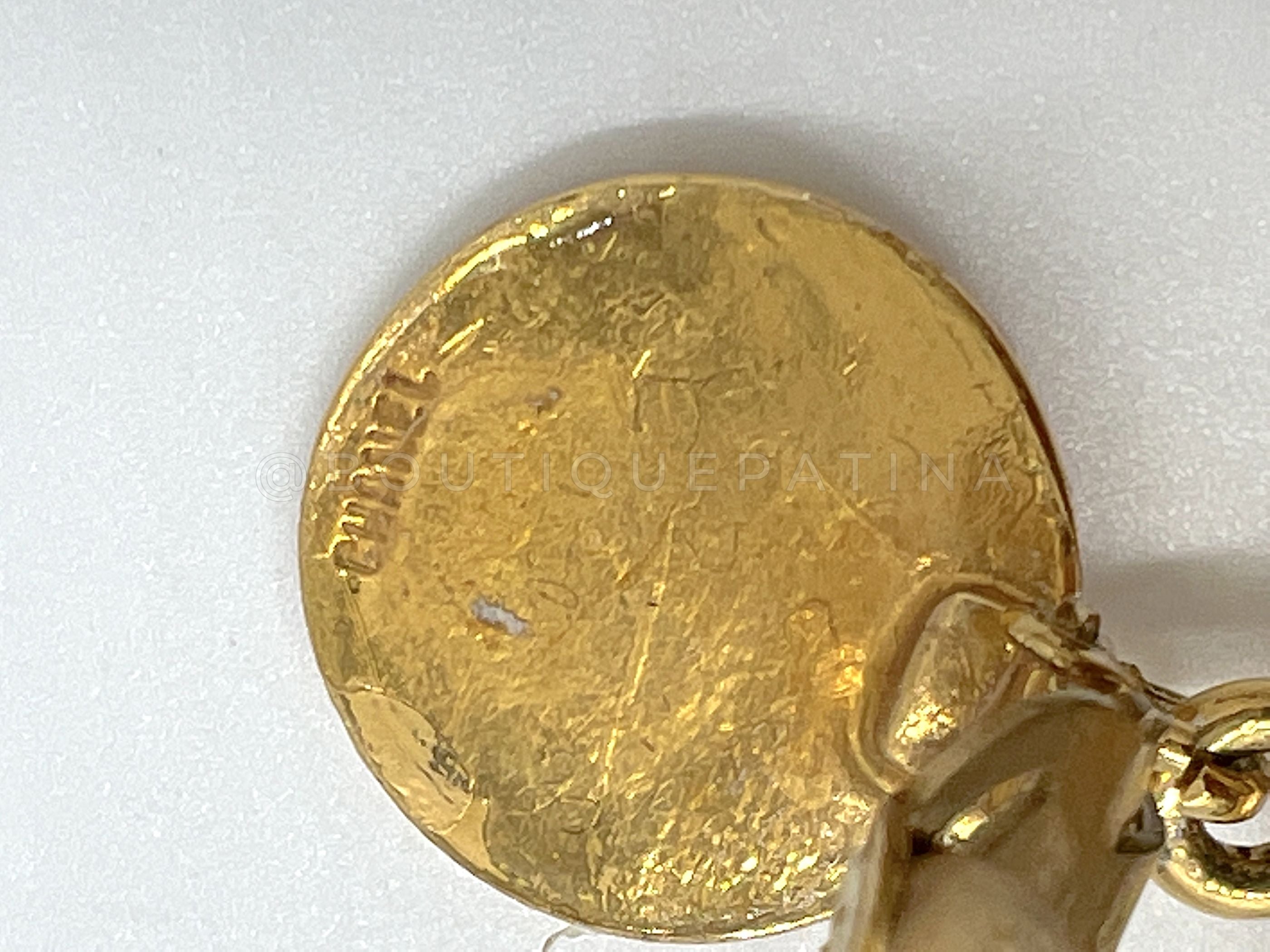 Chanel Vintage Large Hoop Dangle CC Statement Earrings