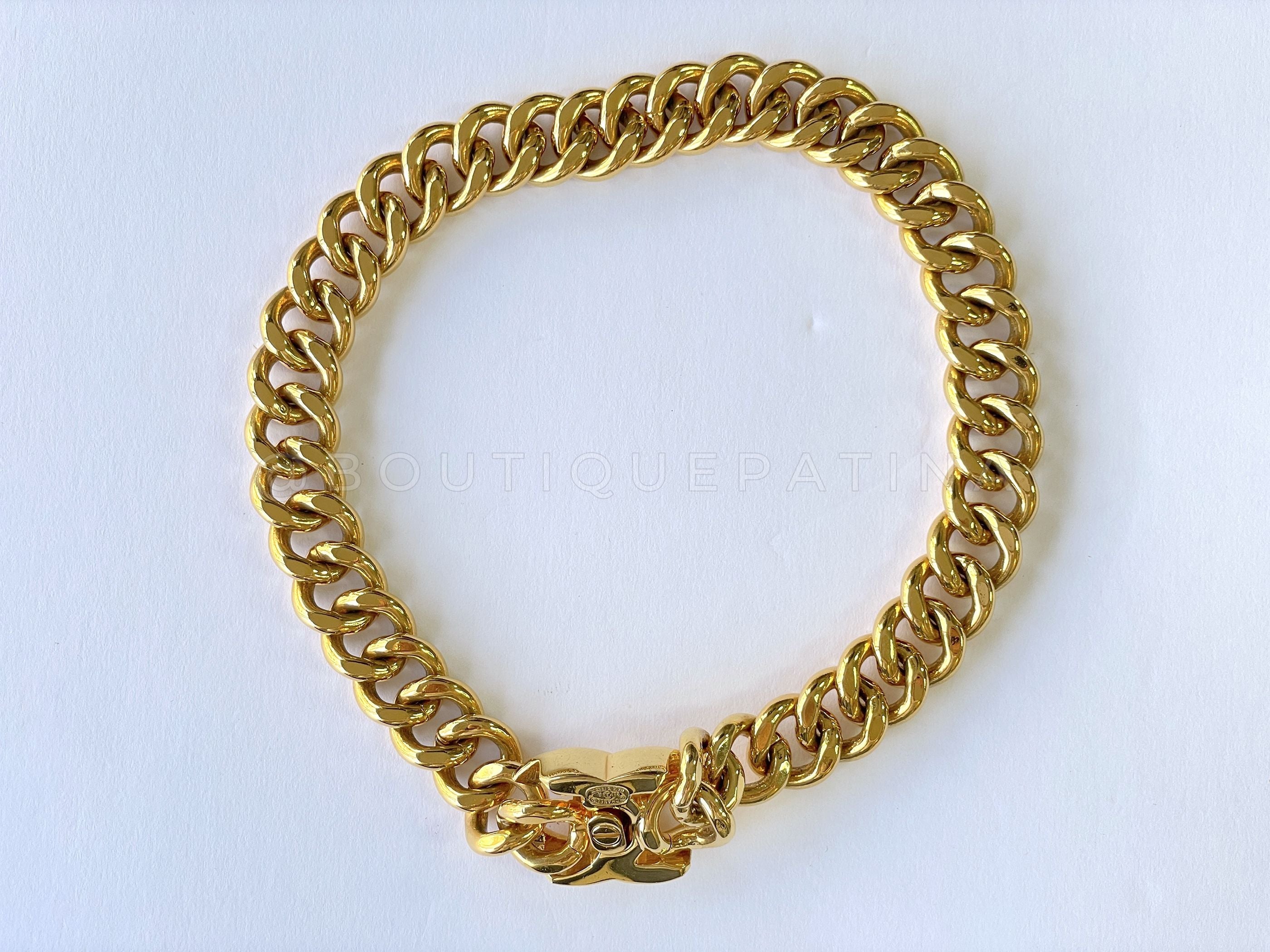 Chanel Vintage 95A Turnlock CC Choker Necklace Chunky Chain