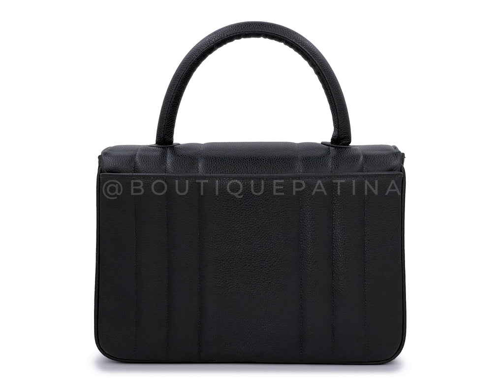 Chanel Vintage Black Caviar Mademoiselle Vertical Kelly Flap Bag 24k GHW
