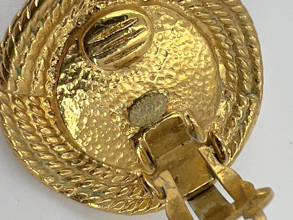 Chanel Vintage 96A Gold Green Gripoix Stud Earrings