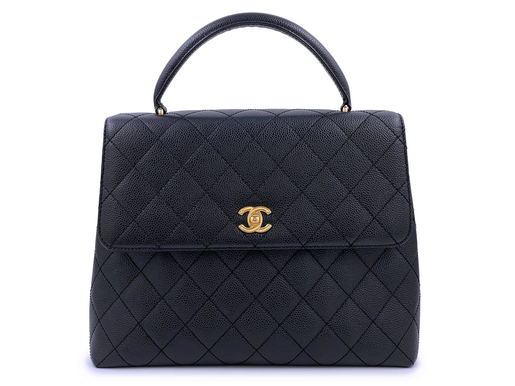 Chanel 2007 VIntage Black Caviar Kelly Flap Tote Bag 24k GHW