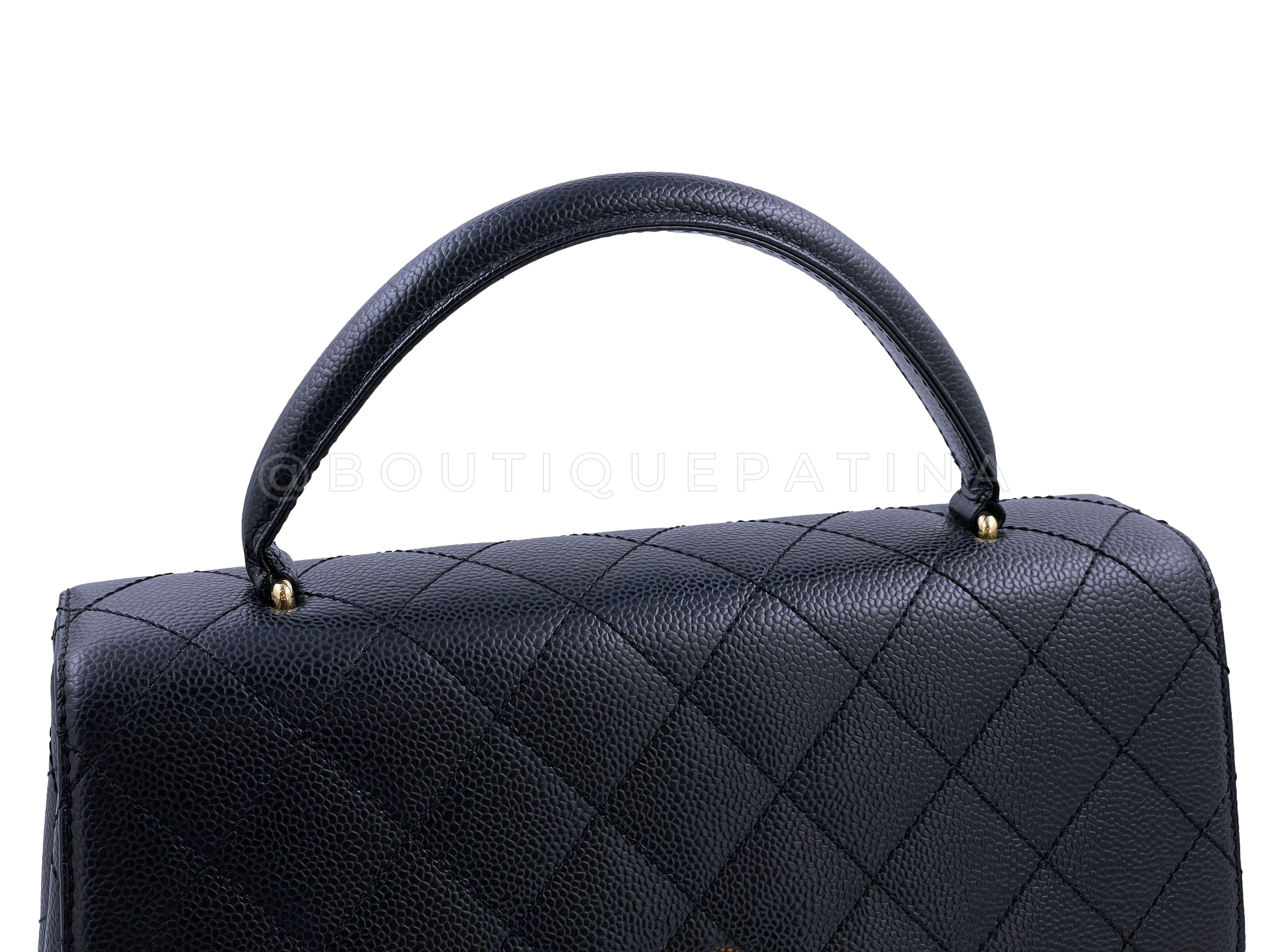 Chanel 2007 VIntage Black Caviar Kelly Flap Tote Bag 24k GHW