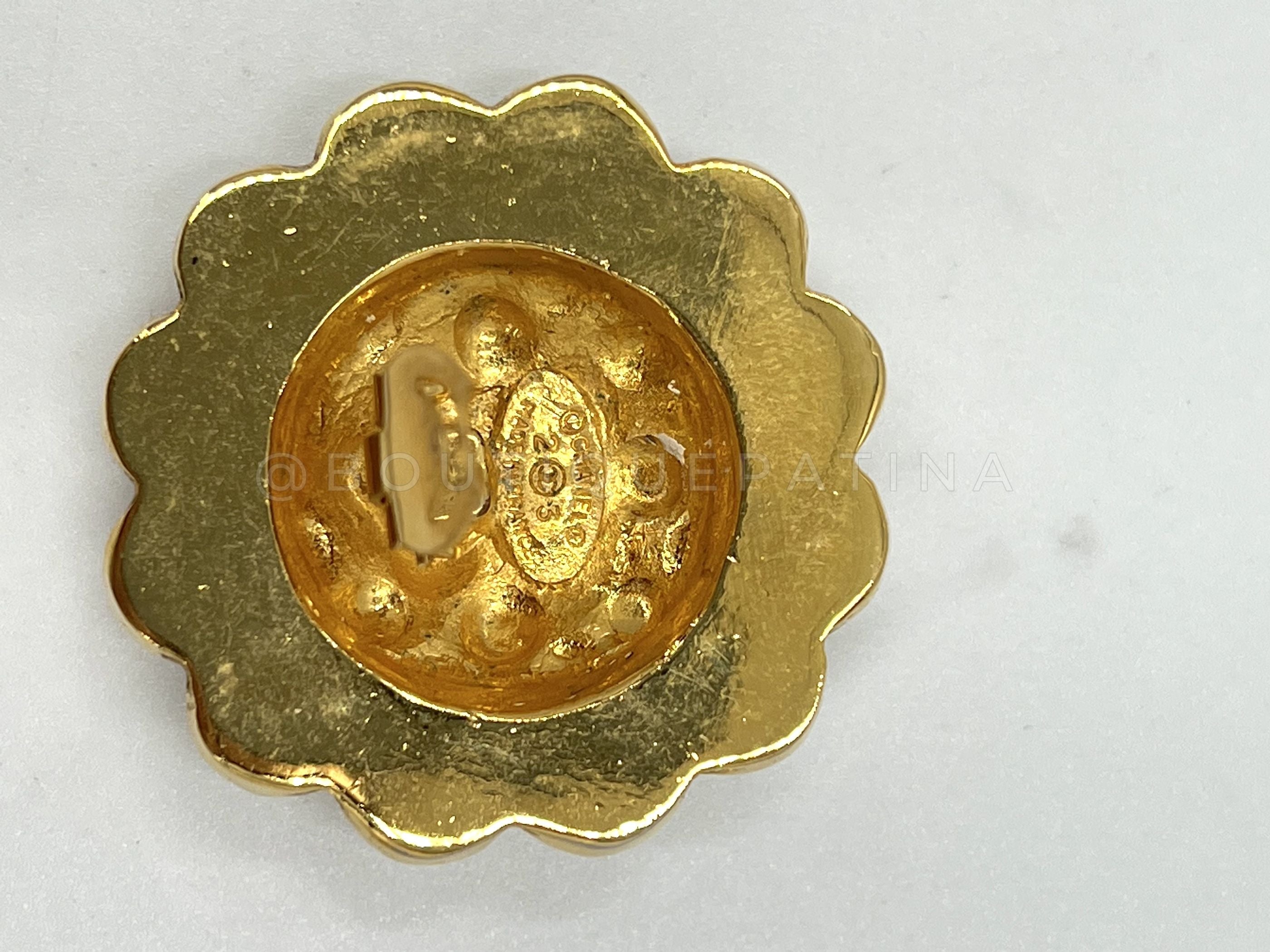 Chanel Vintage Collection 23 Pearl Framed Oversized Quilted Logo Giant Stud Earrings