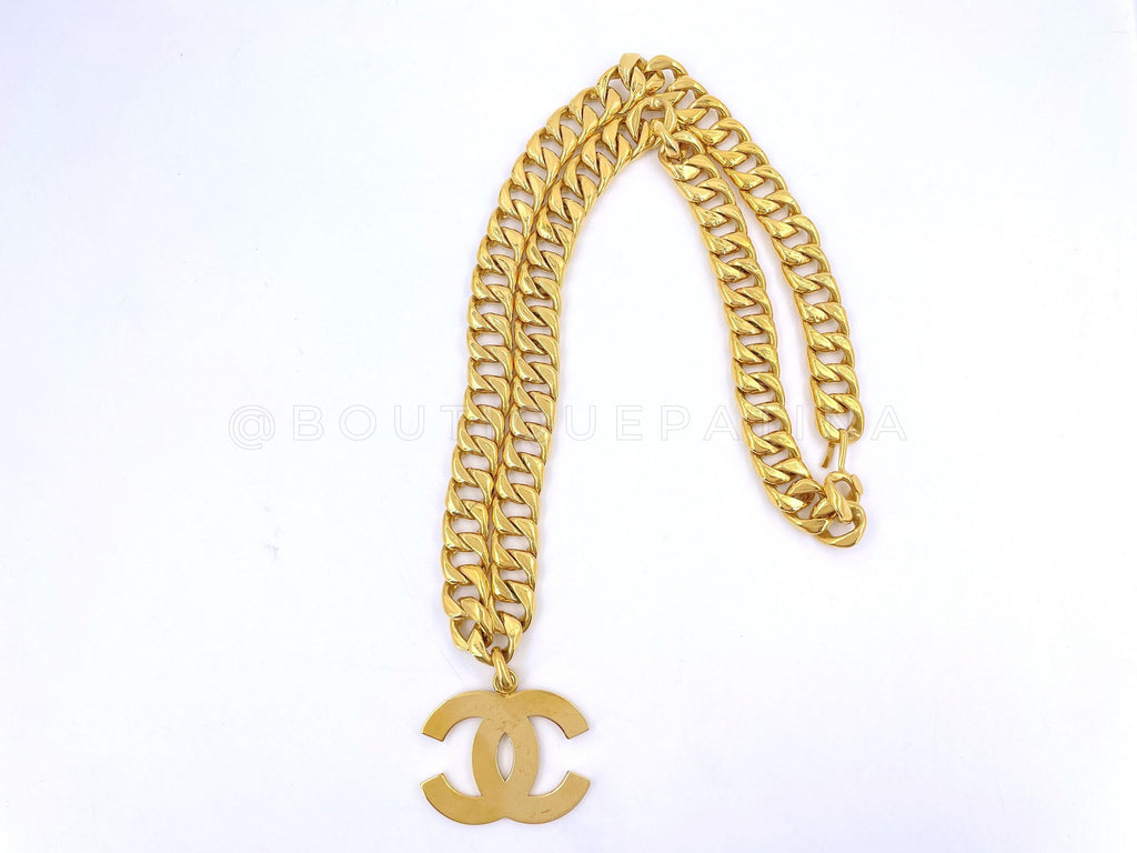 Chanel Vintage 94P Giant Logo Chunky Necklace Belt 4UX