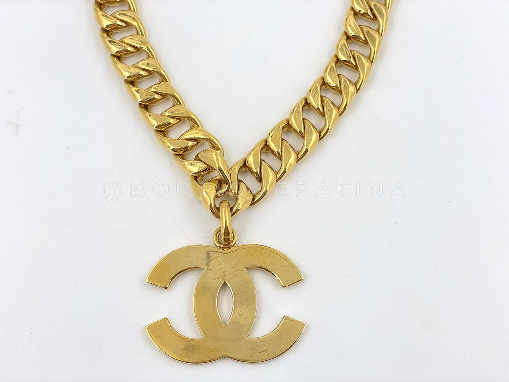 Chanel Vintage 94P Giant Logo Chunky Necklace Belt 4UX