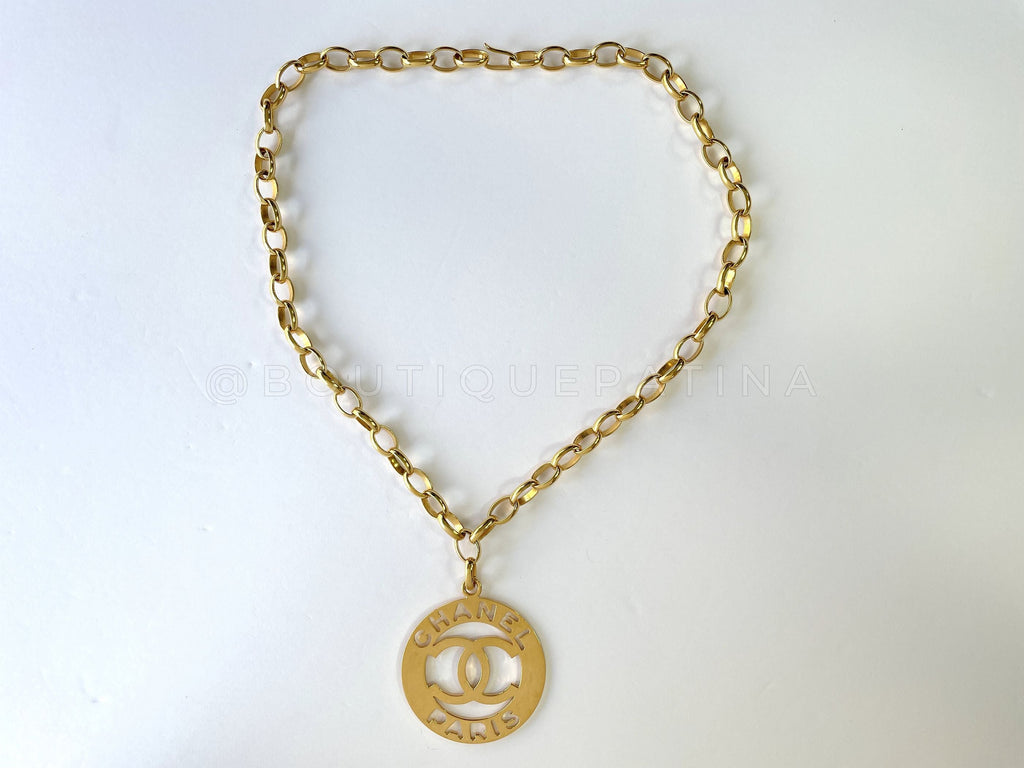 Chanel Vintage 80s Cutout Long Logo Necklace