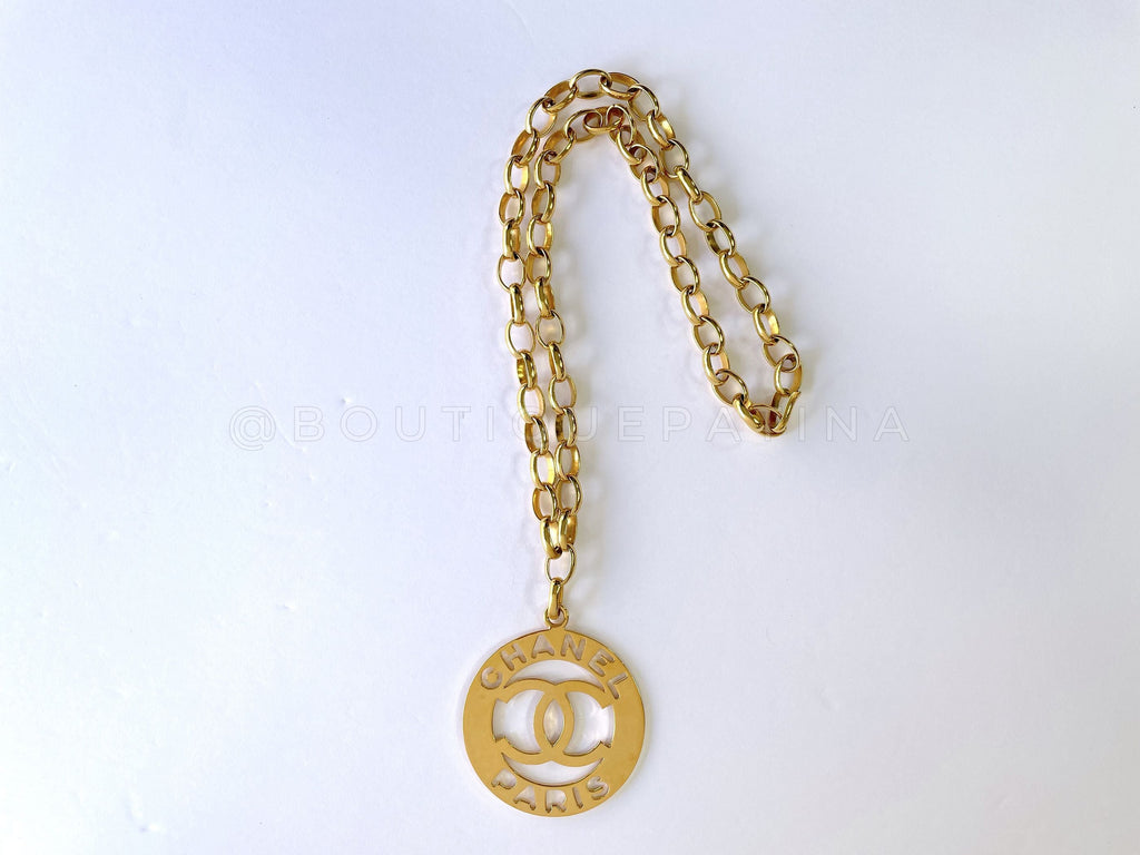 Chanel Vintage 80s Cutout Long Logo Necklace