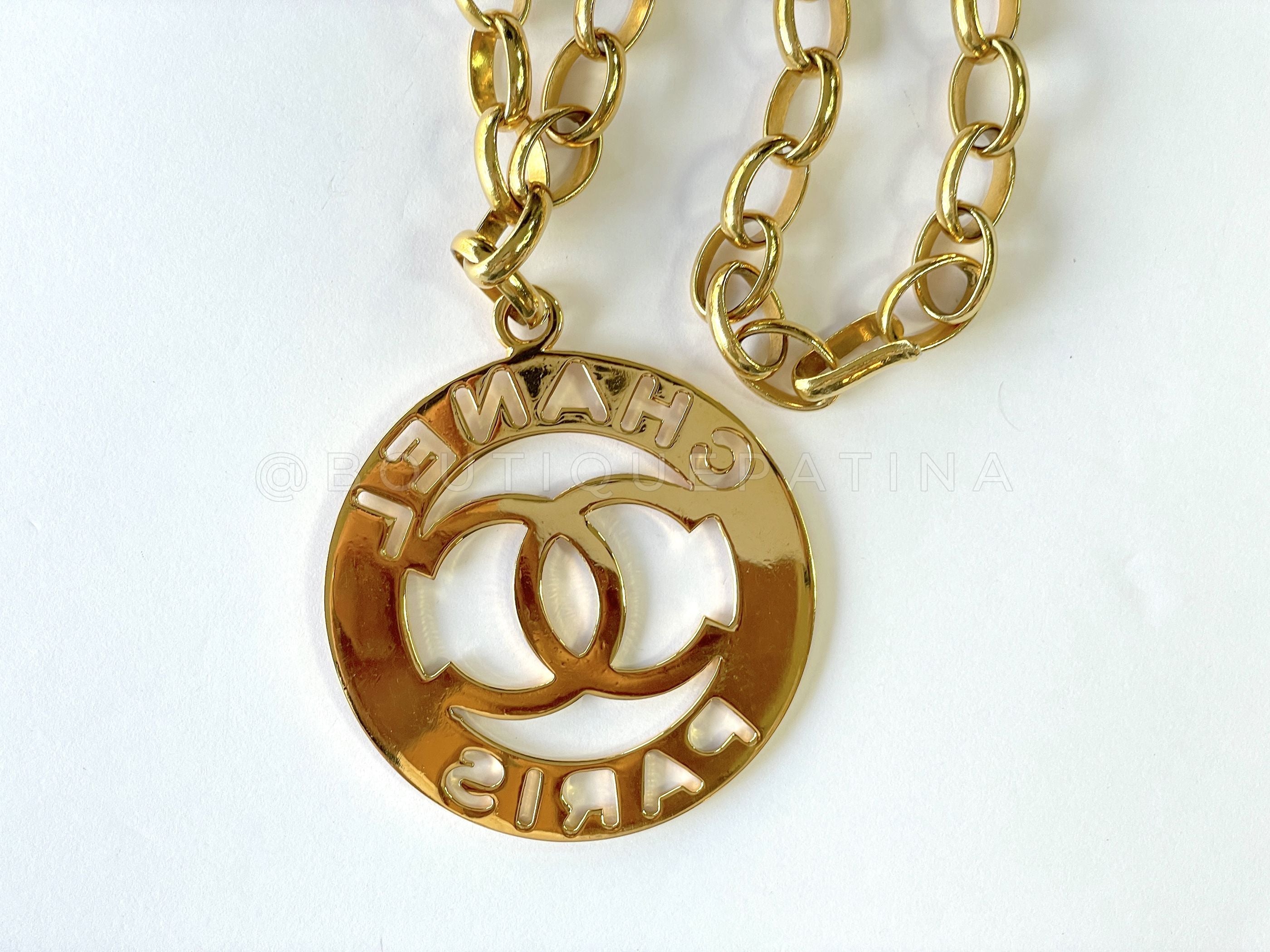 Chanel Vintage 80s Cutout Long Logo Necklace