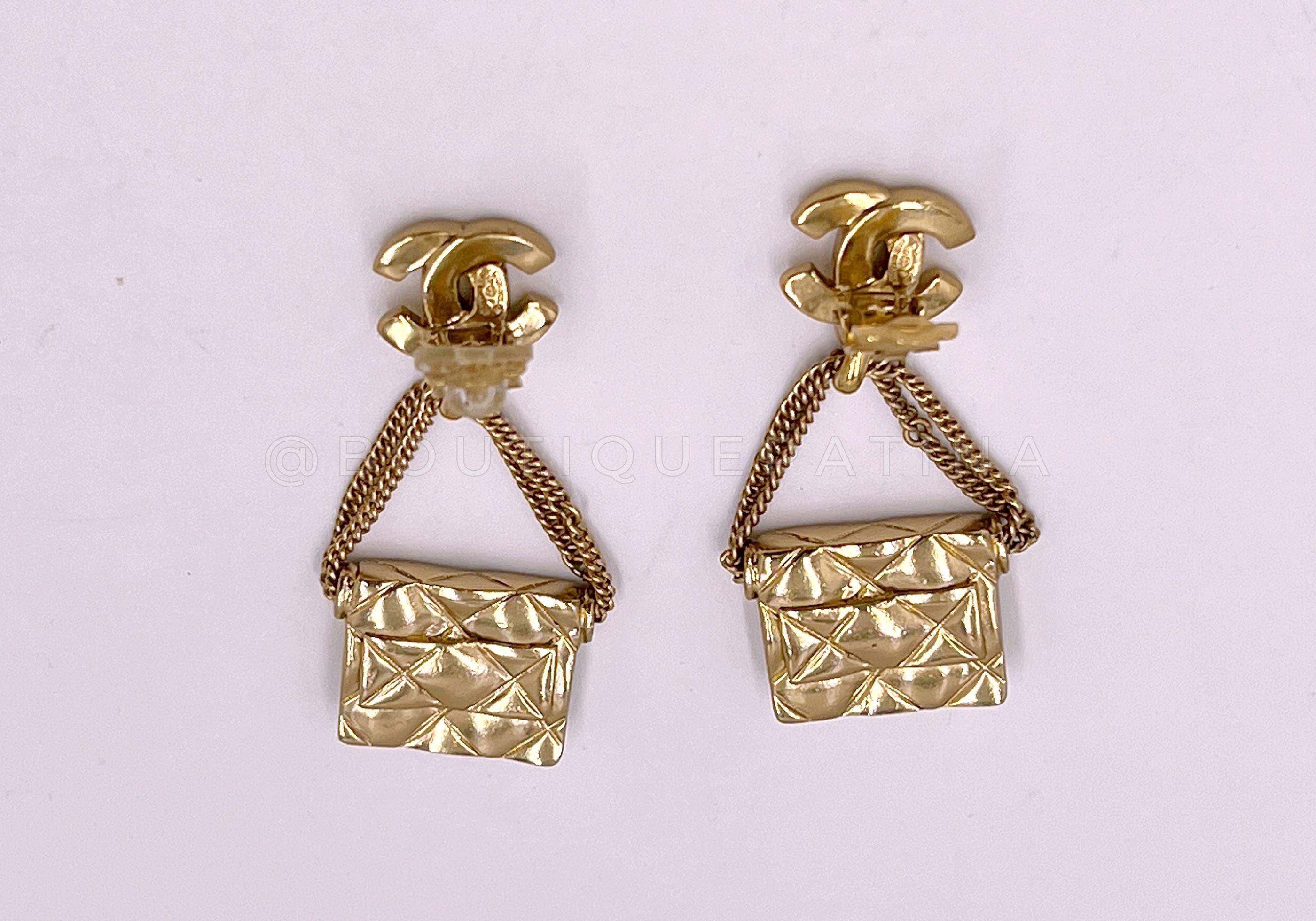 Chanel Vintage 02P Classic flap Dangle Drop Earrings