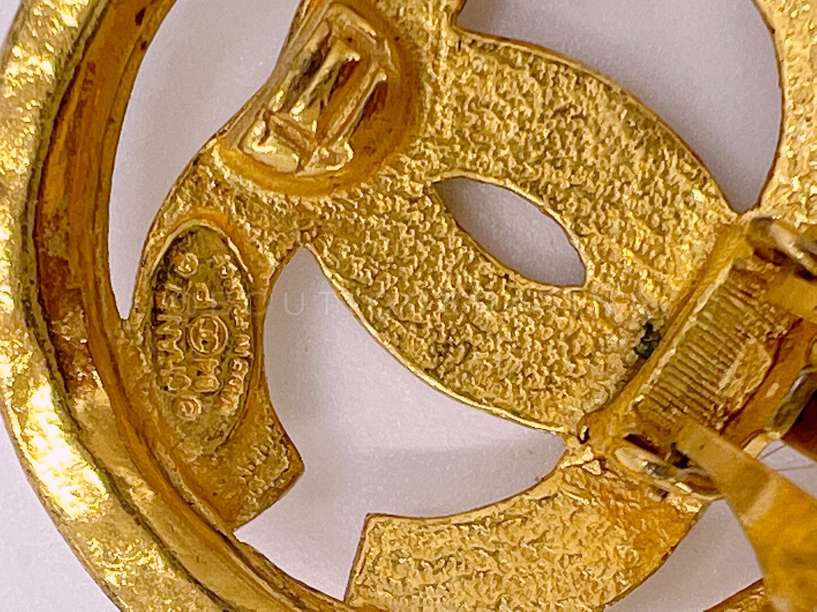 Chanel Vintage 94P Signature Circle CC Giant Gold Stud Earrings Large