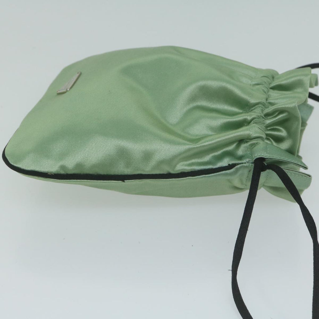 PRADA Drawstring Pouch Pouch Satin Green 65661V