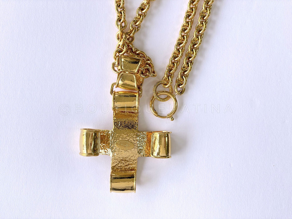 Chanel 94P Vintage Cross Ribbon Long Necklace