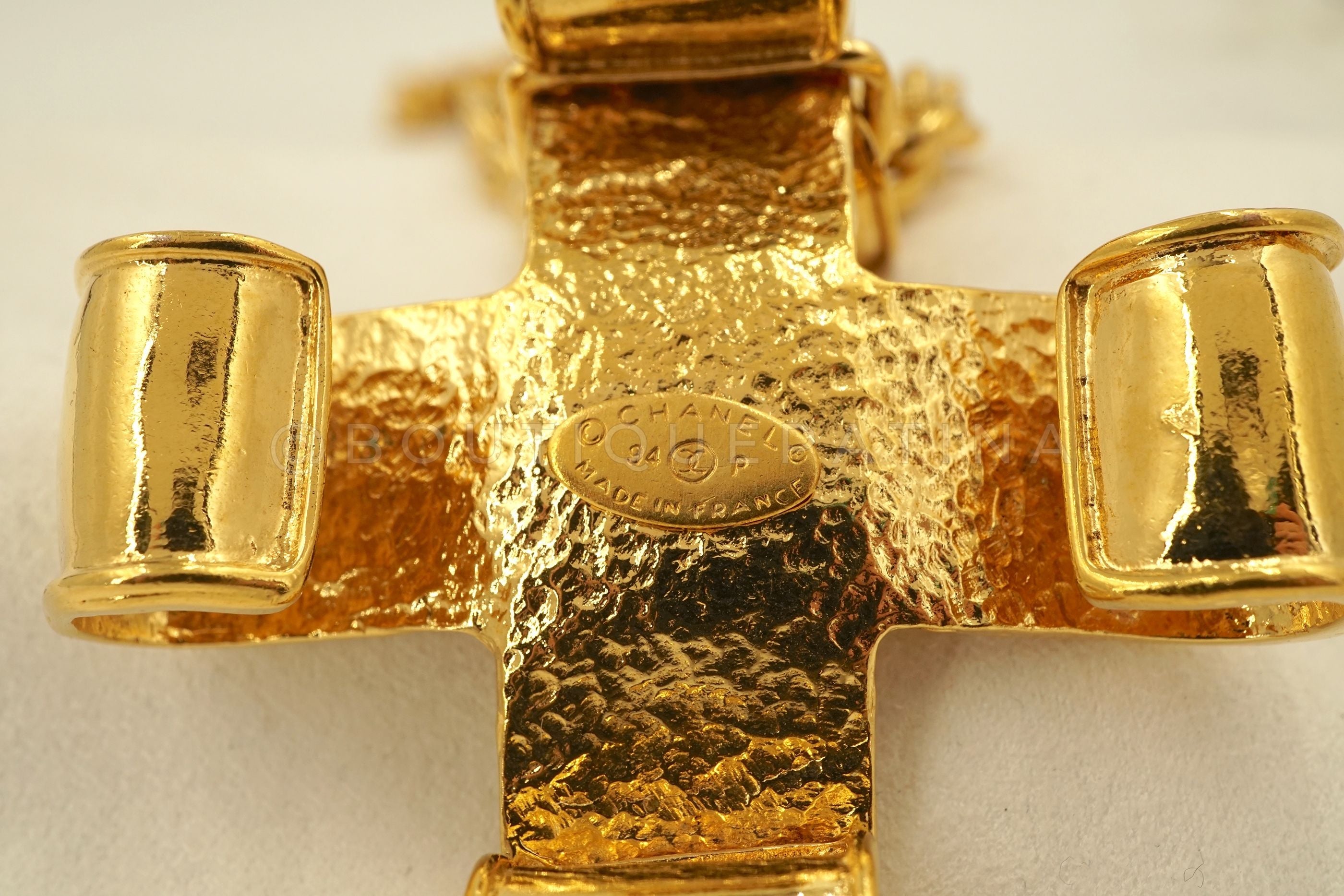 Chanel 94P Vintage Cross Ribbon Long Necklace