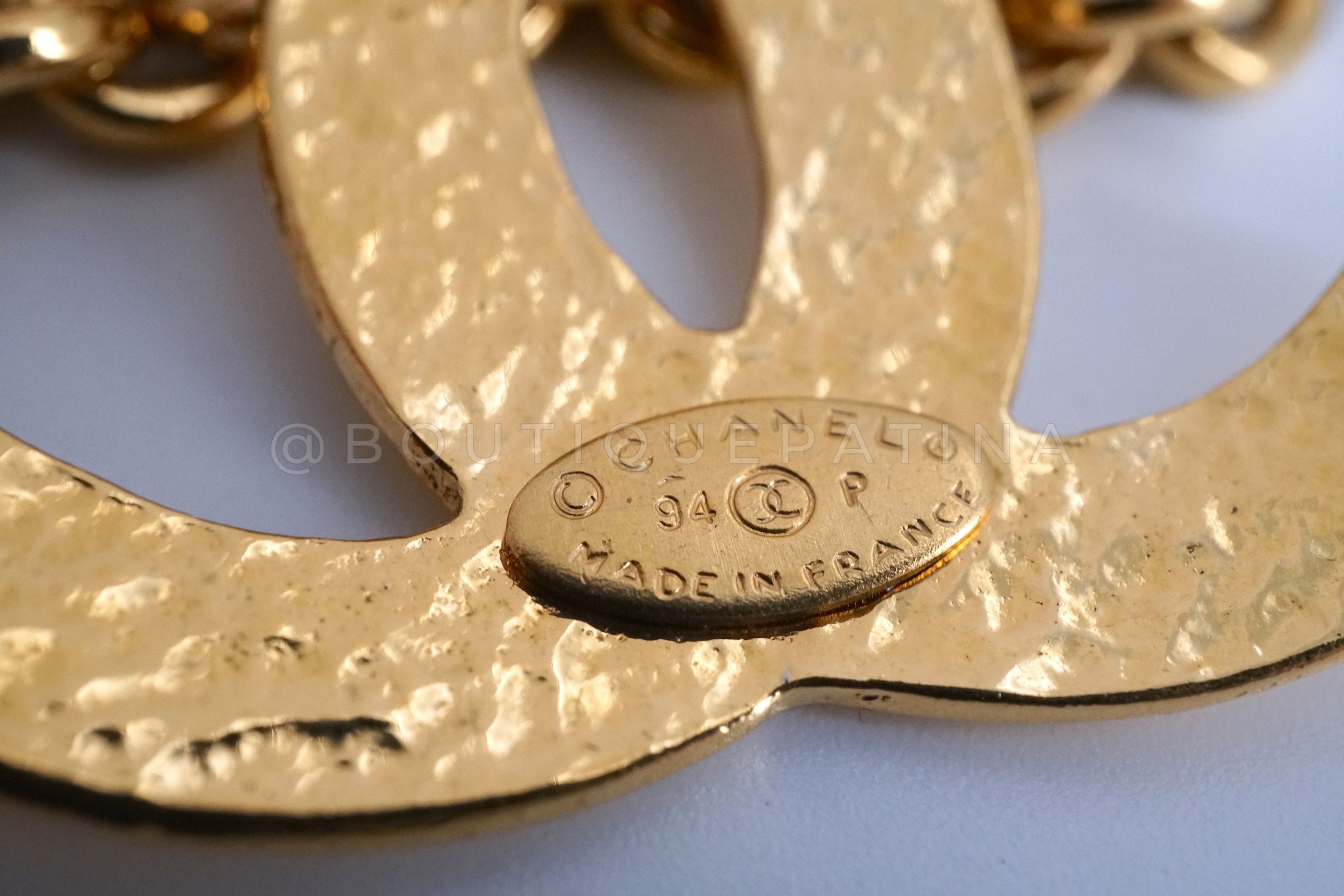 Chanel 94P Vintage Long Quilted CC Statement Necklace