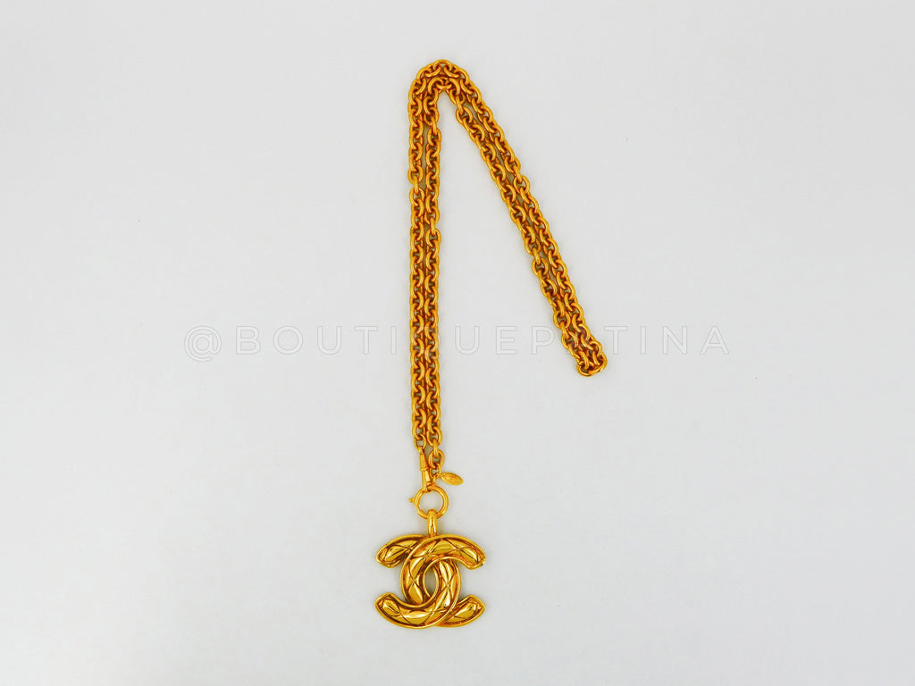 Chanel Vintage Giant XL Quilted CC Logo Pendant Necklace 3TF