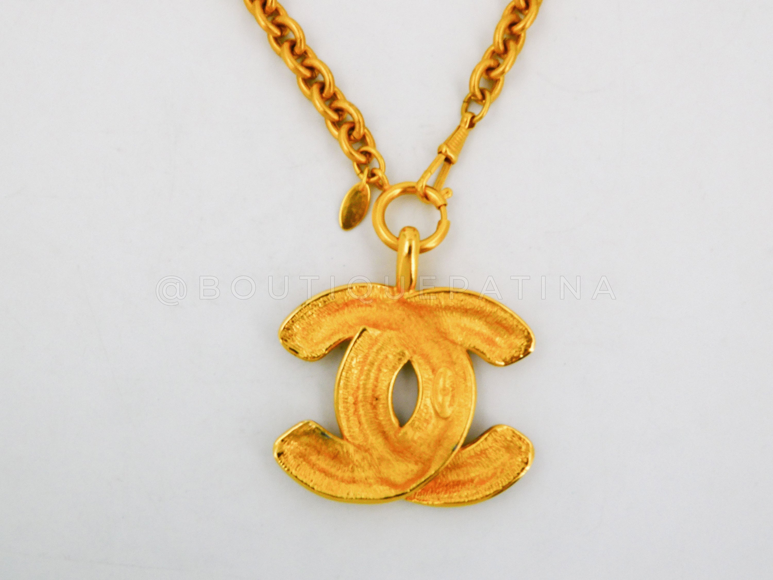 Chanel Vintage Giant XL Quilted CC Logo Pendant Necklace 3TF