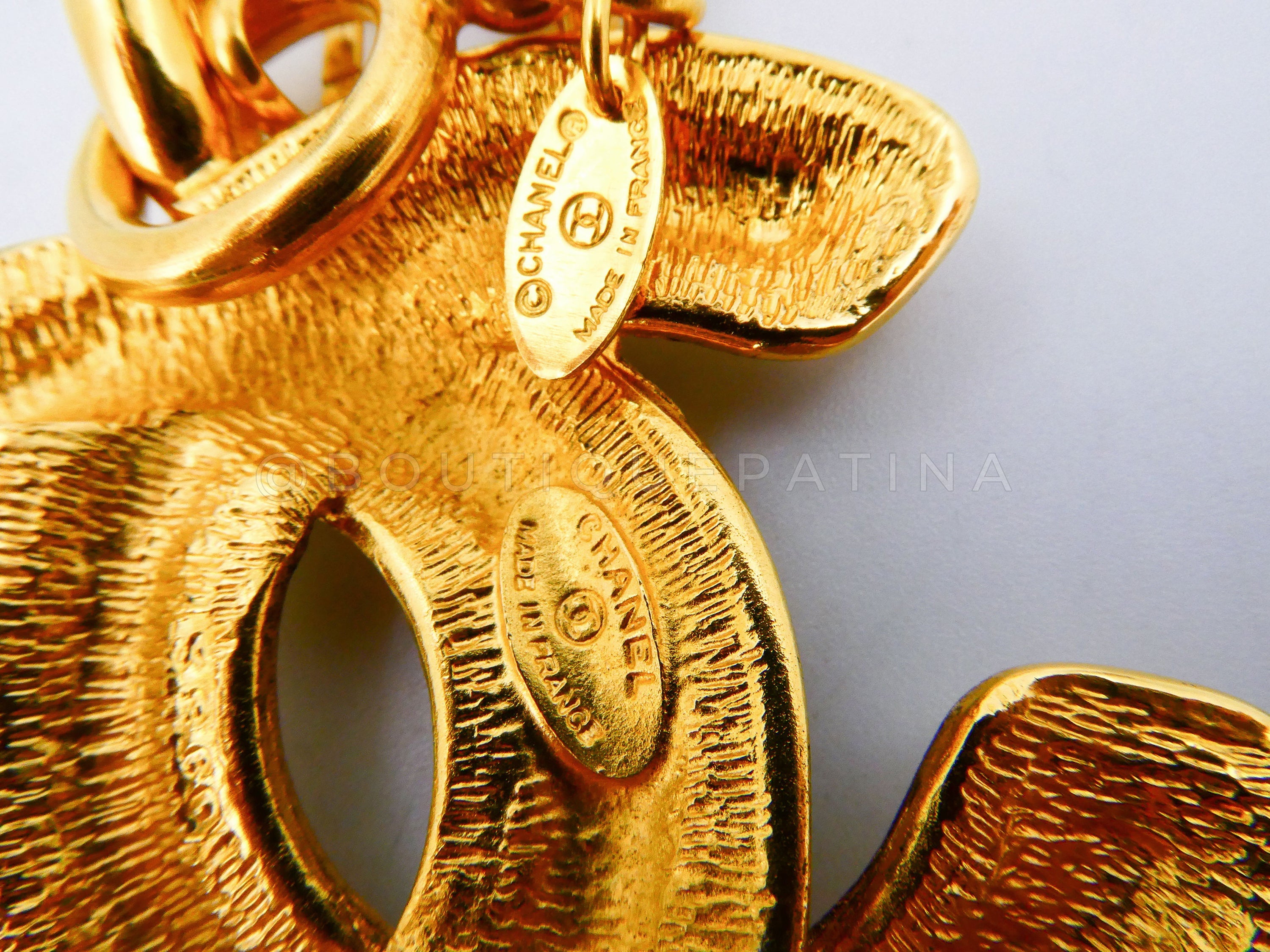 Chanel Vintage Giant XL Quilted CC Logo Pendant Necklace 3TF