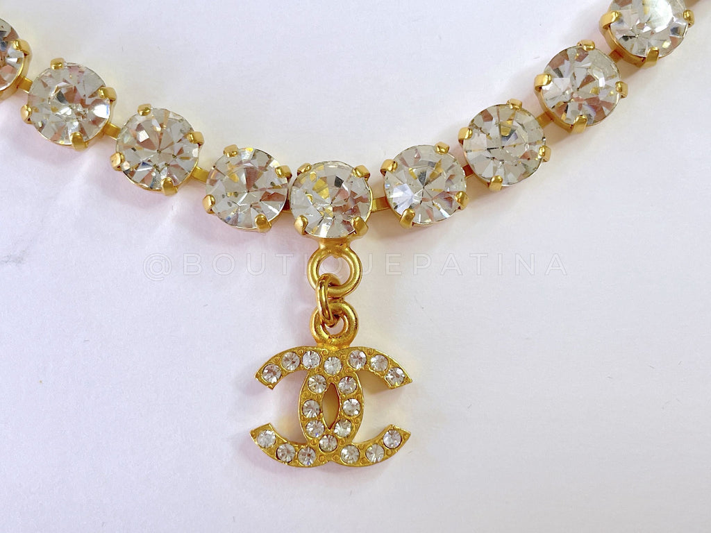 Like New Rare Condition Chanel 95A Vintage "Barbie" Crystal Rhinestone Choker Necklace