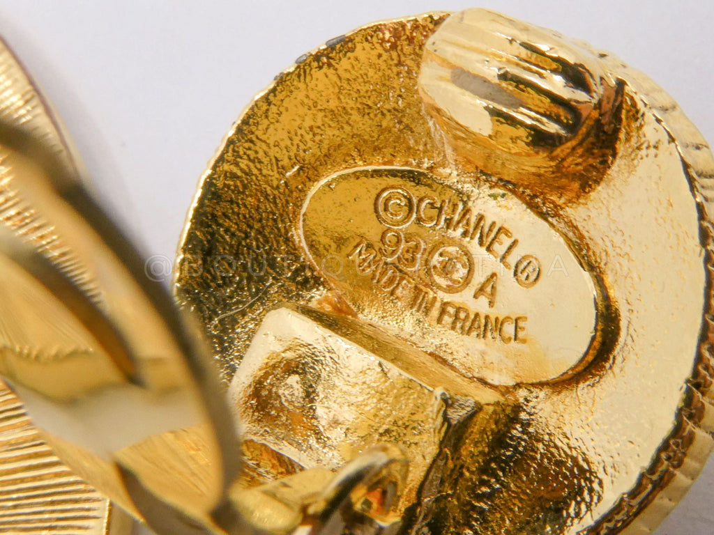 Chanel 93A Vintage Giant Sunburst Statement Hoop Drop Earrings