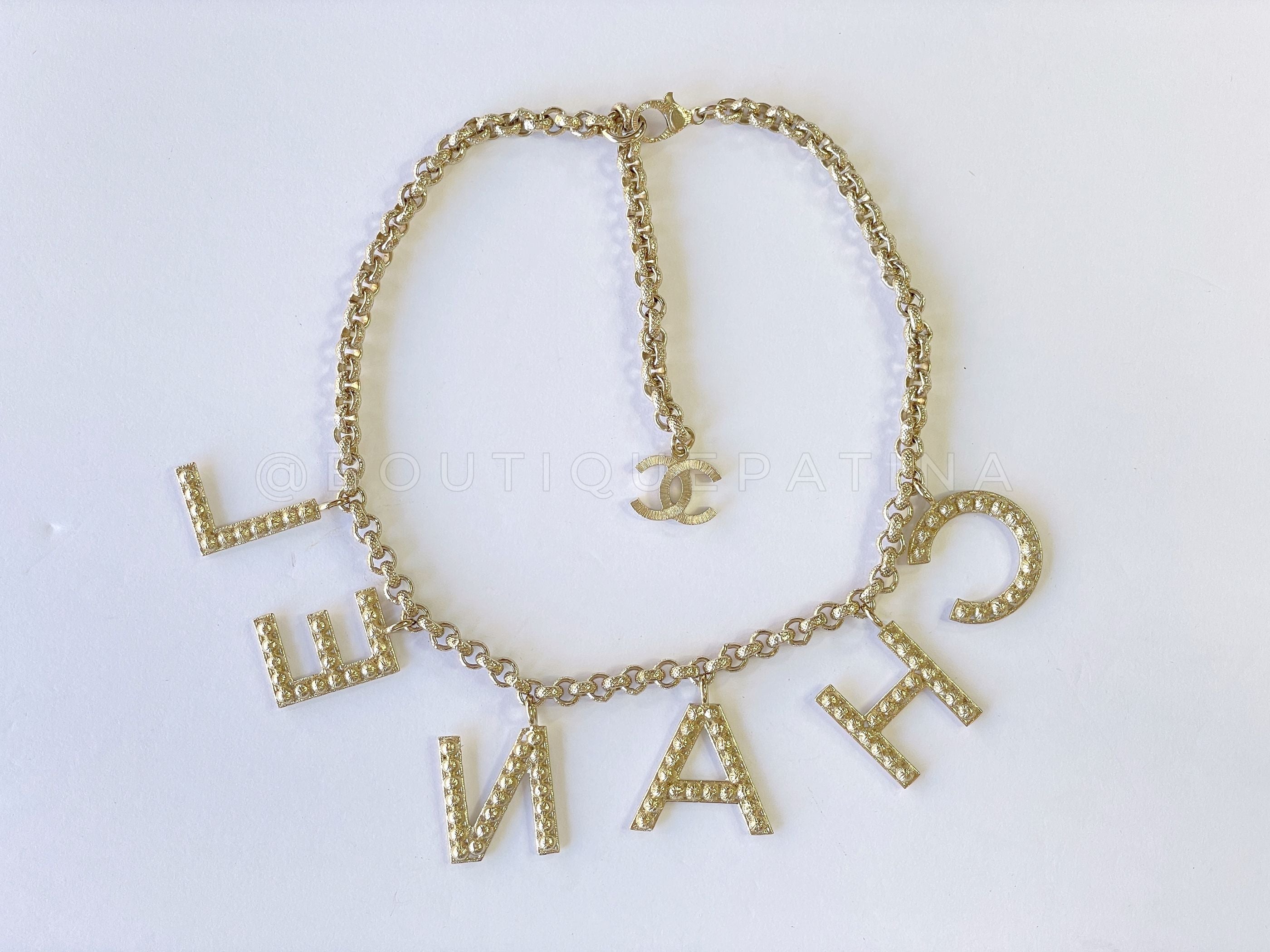 Chanel 19S Crystal Letter Logo Necklace Choker