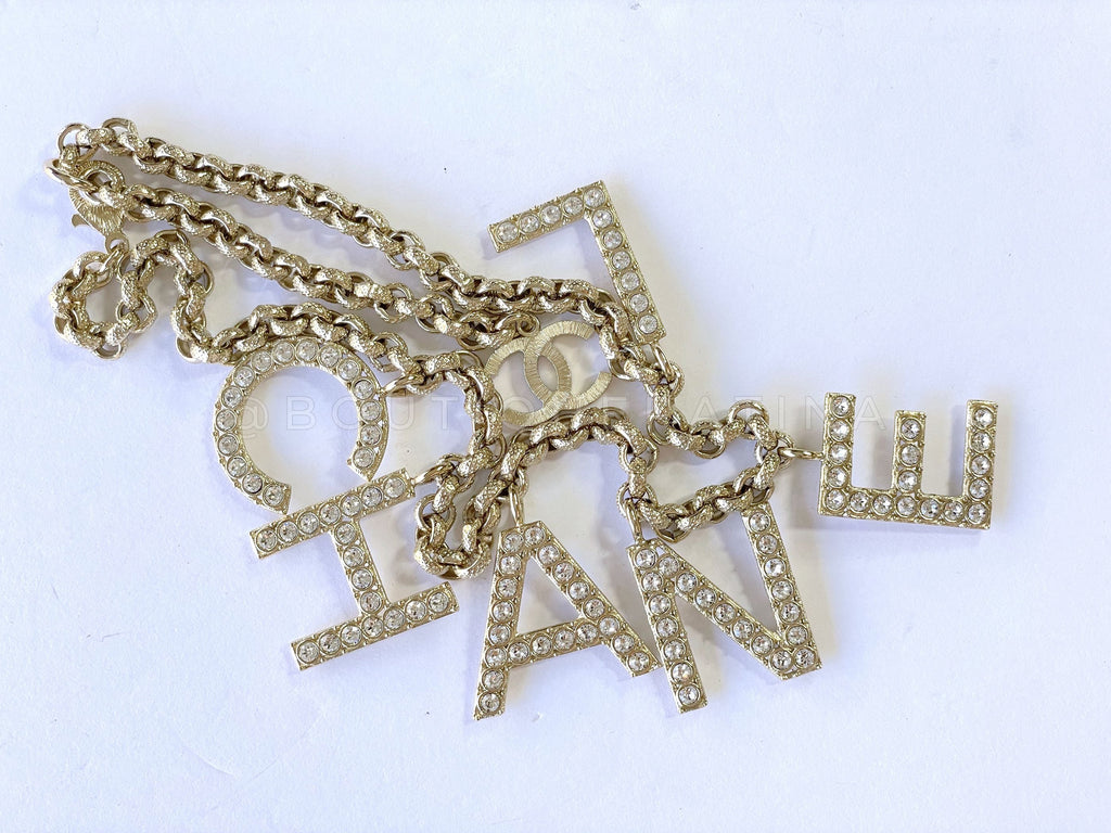 Chanel 19S Crystal Letter Logo Necklace Choker