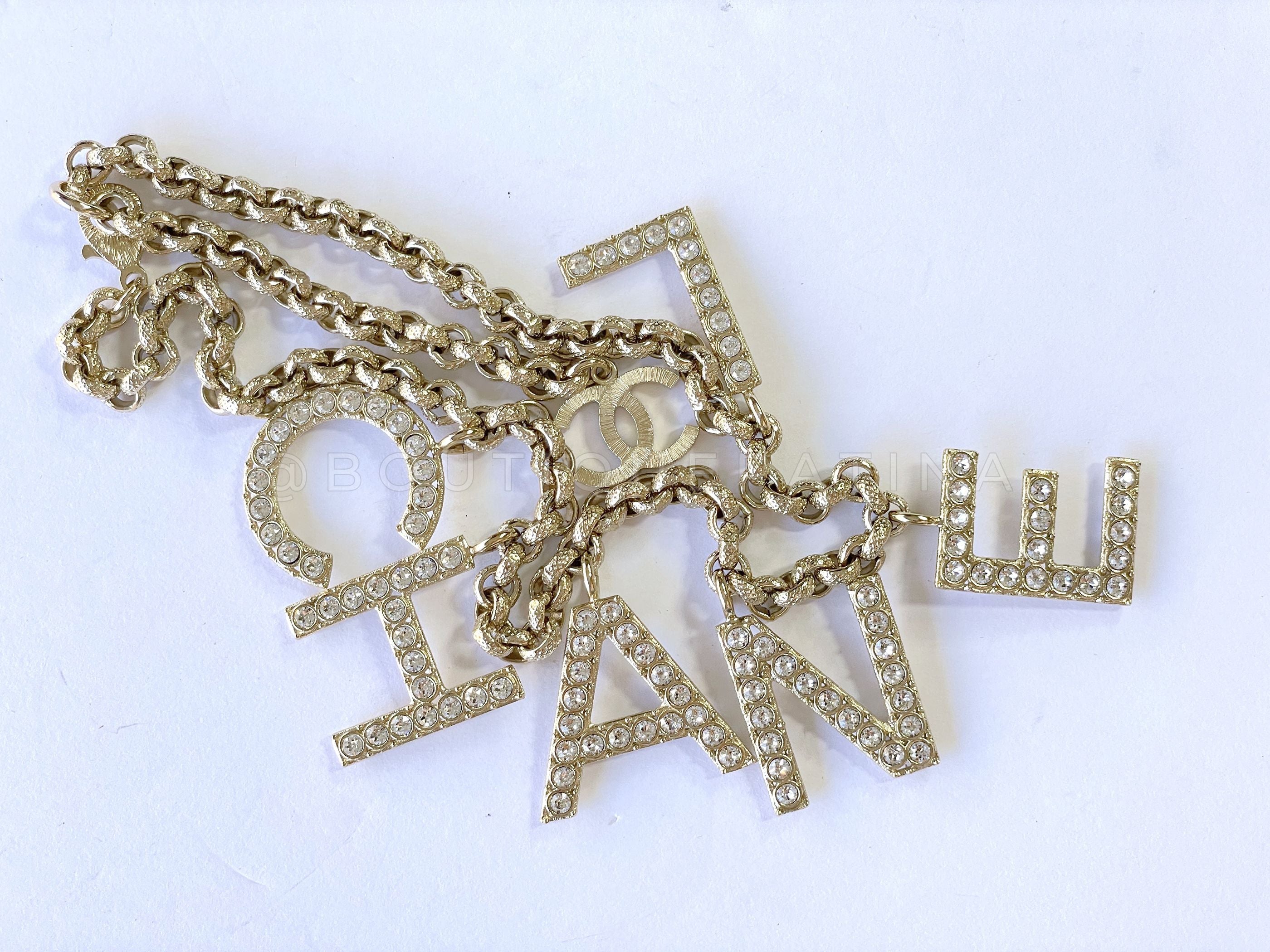 Chanel 19S Crystal Letter Logo Necklace Choker