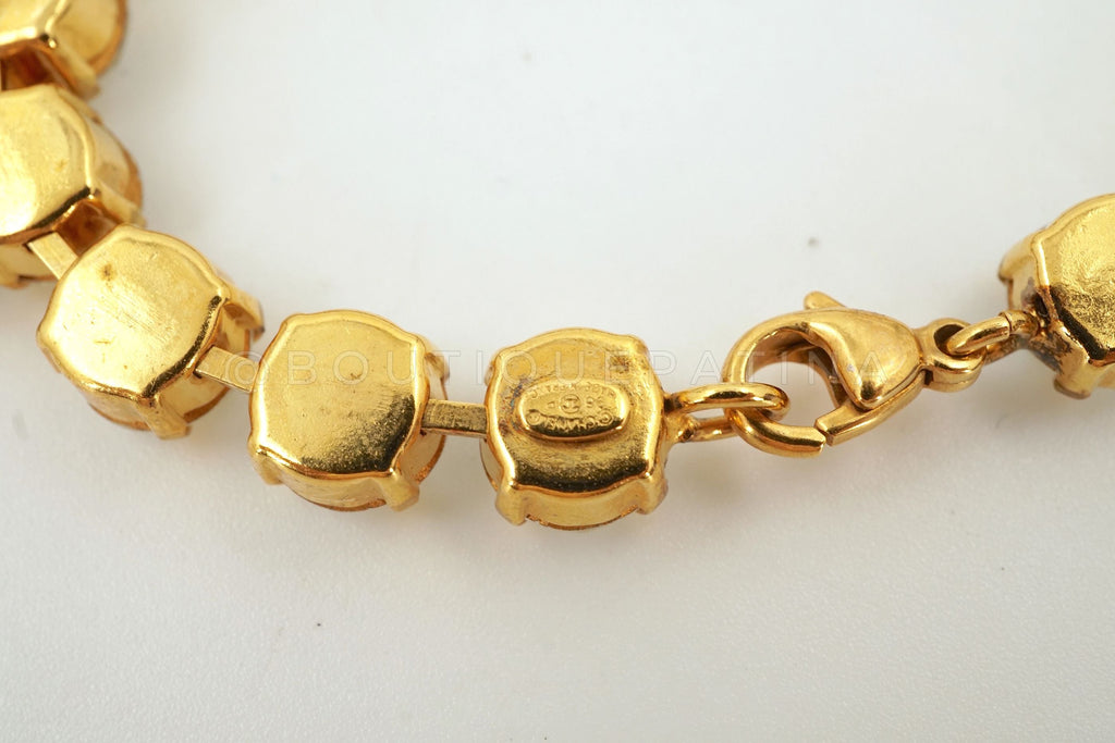 Chanel Vintage 96P "Barbie" Crystal 5-CC charm Rhinestone Bracelet