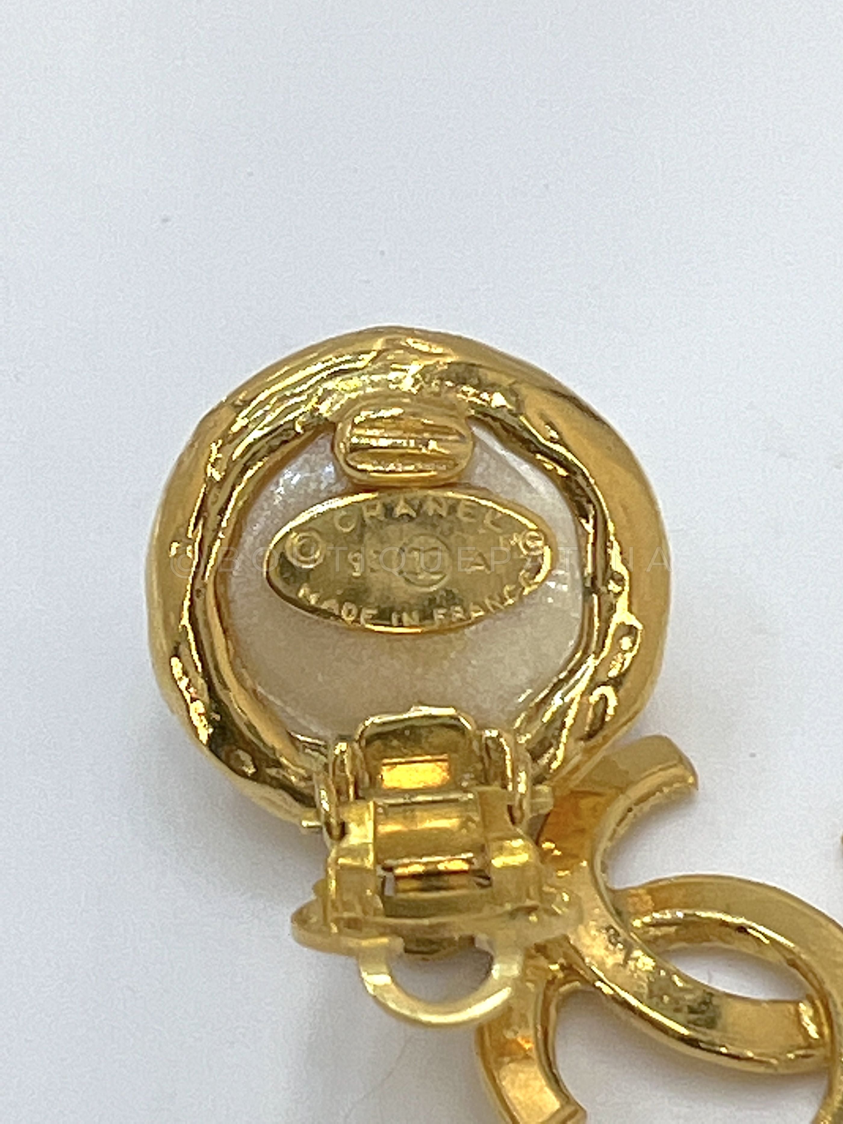 Chanel Vintage 93A Large Pearl and CC Drop Dangle Earrings