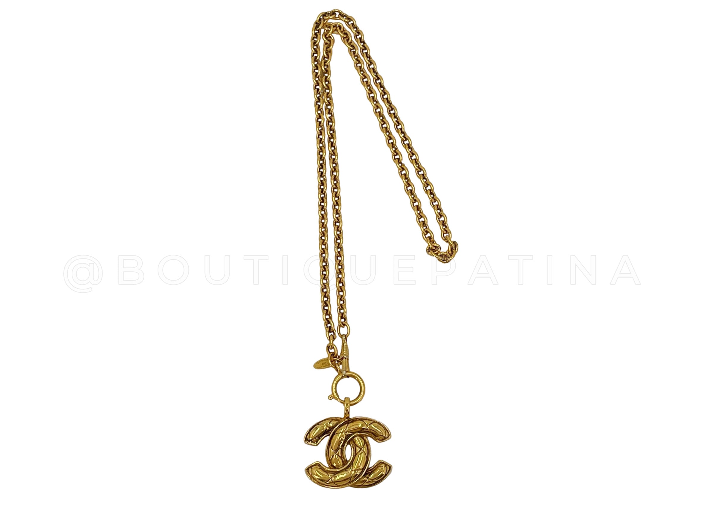 Chanel Vintage Large quilted 80s Necklace