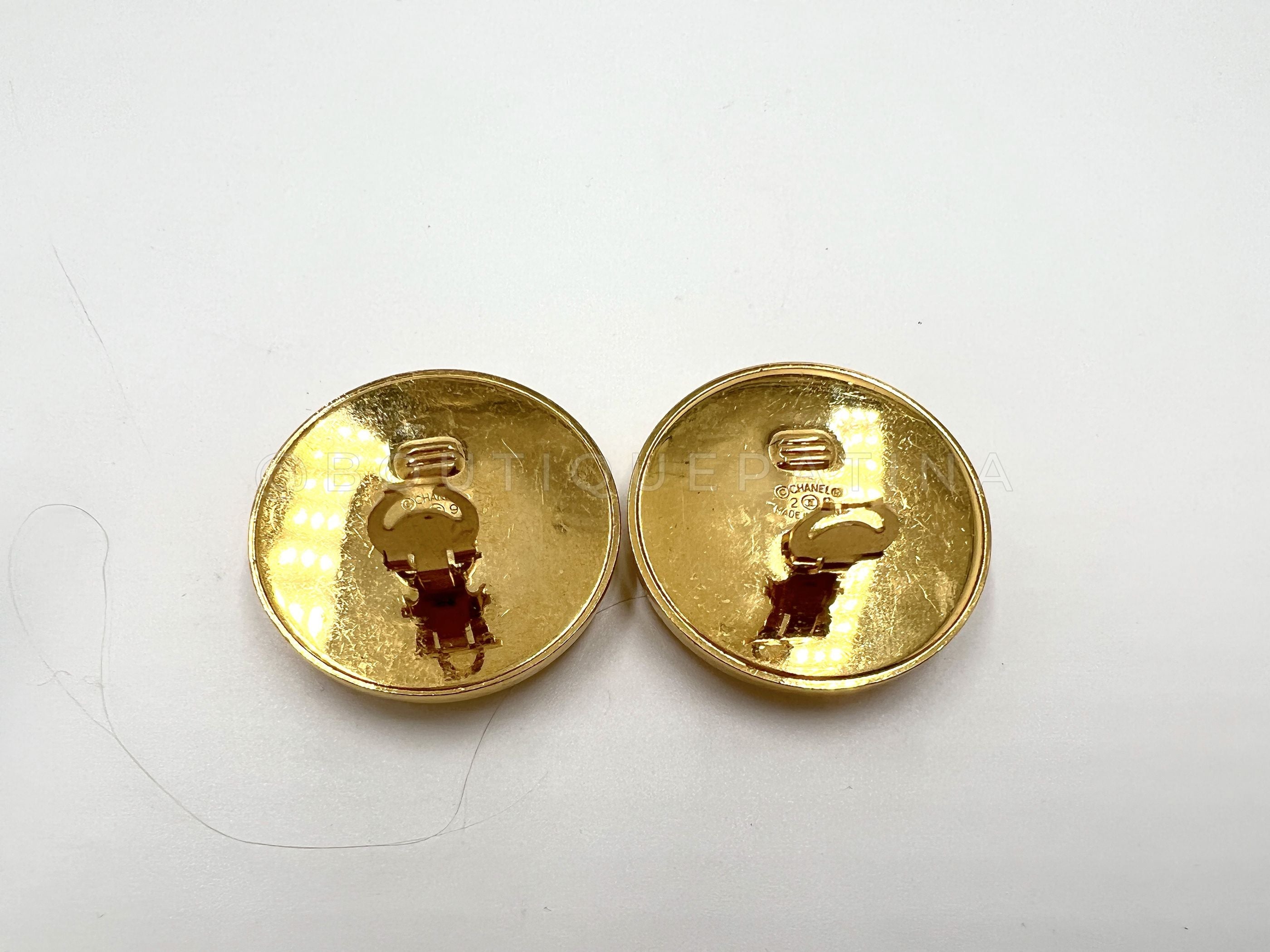 Chanel Large Stud Earrings Vintage Collection 29 Oversized Statement Giant Gold and Black CC Logo