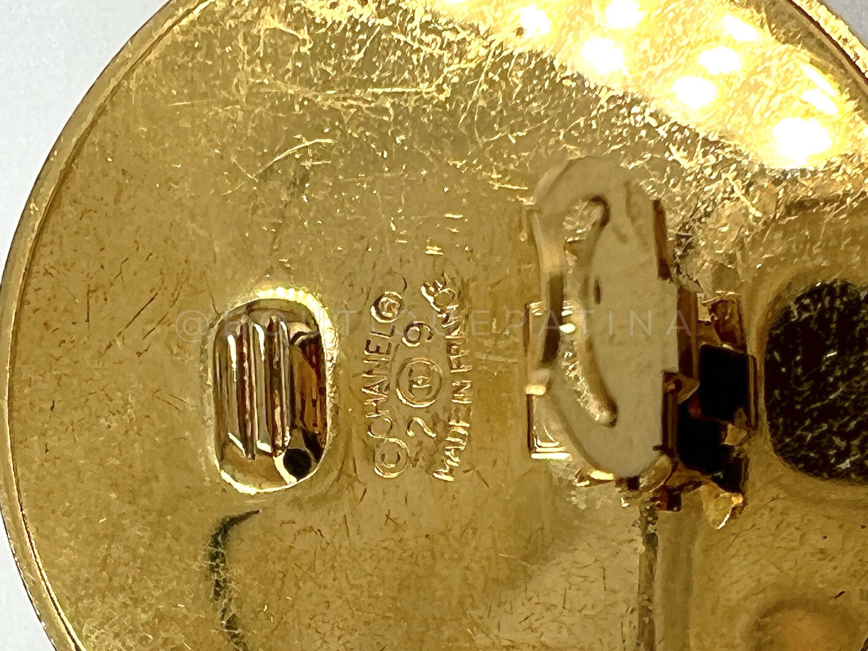 Chanel Large Stud Earrings Vintage Collection 29 Oversized Statement Giant Gold and Black CC Logo