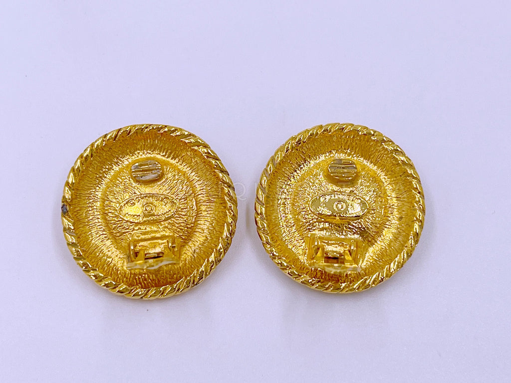 Chanel Vintage Blue Gripoix Large Stud Earrings