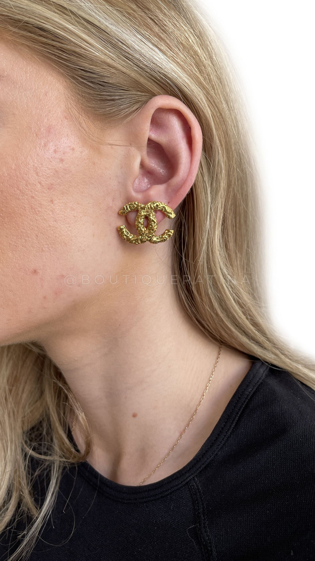 Chanel Vintage 93A CC Logo Stud Earrings