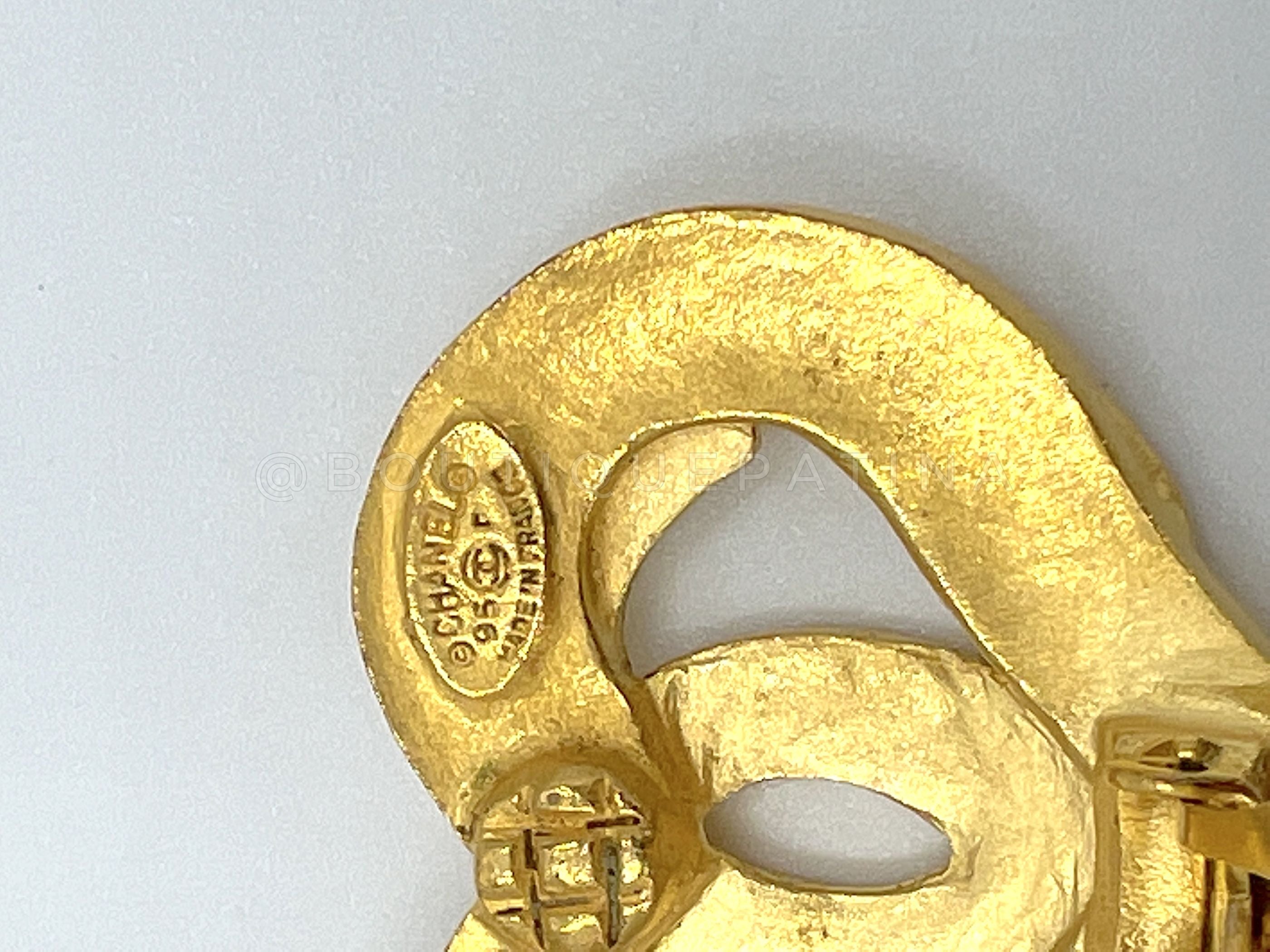 Chanel Vintage 95P Large Cutout Heart Stud Earrings