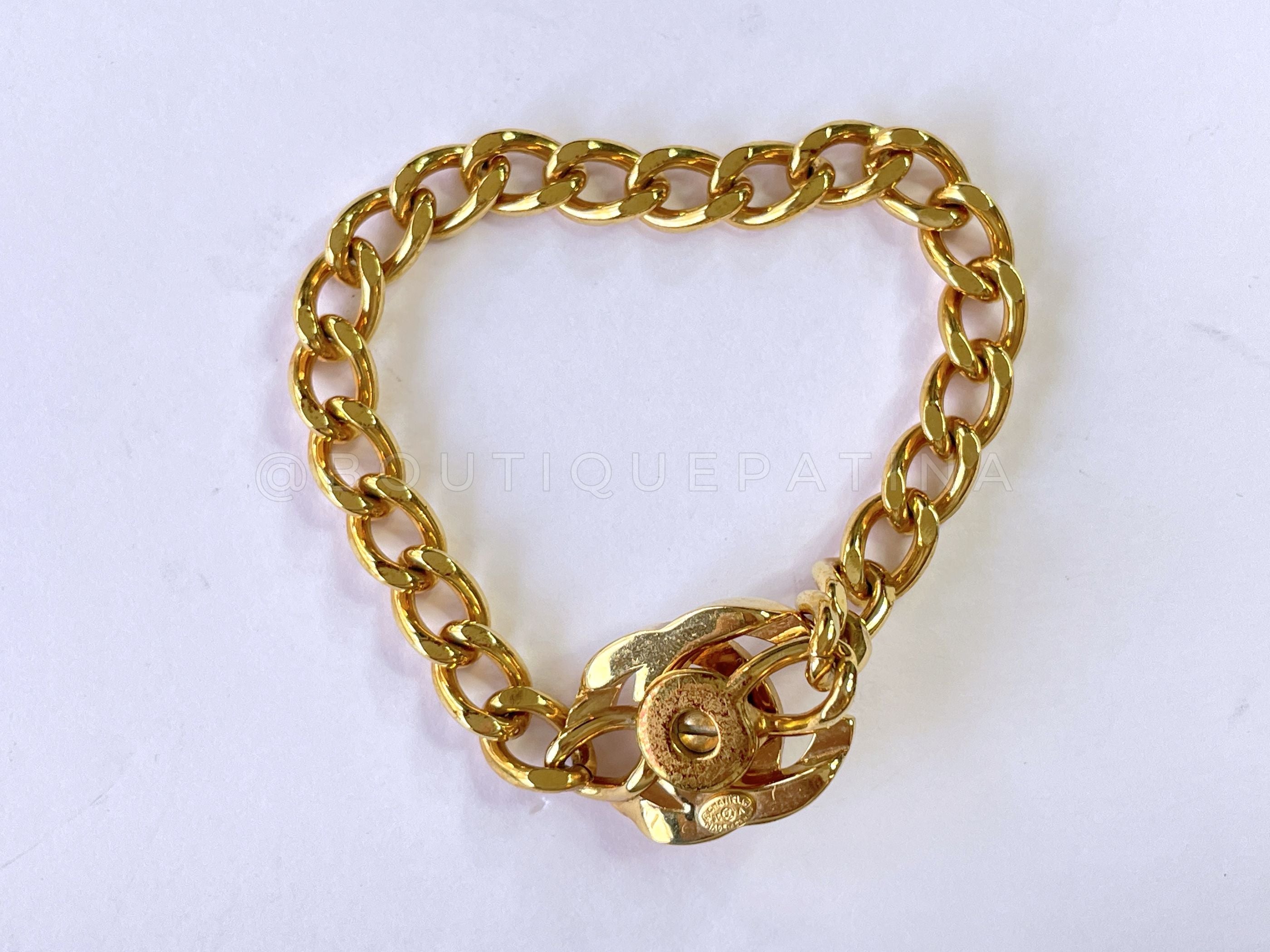 Chanel Vintage 96A Crystal Turnlock Small Chain Bracelet
