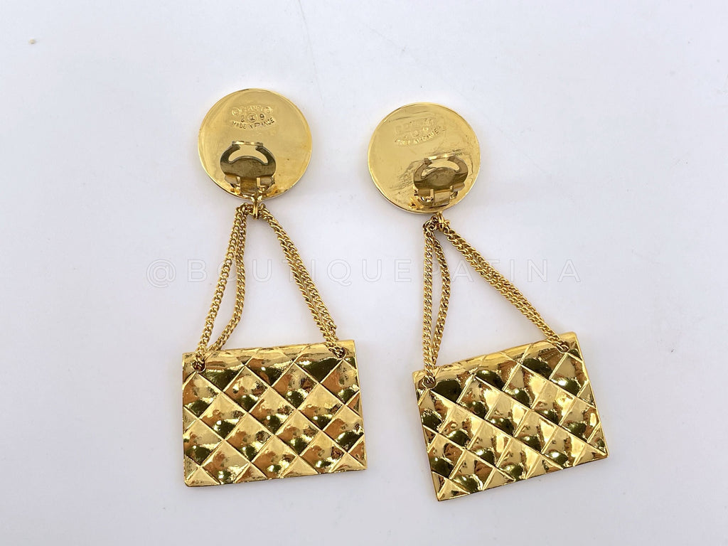 Chanel Vintage Collection 29 Classic Quilted Purse Dangle Drop Earrings