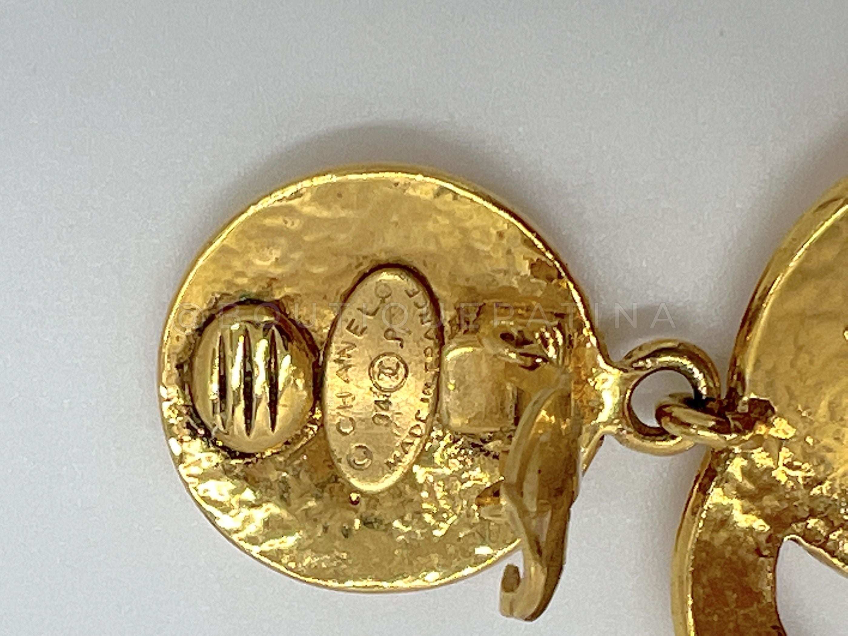 Chanel Vintage 94P Quilted CC Dangle Drop Earrings