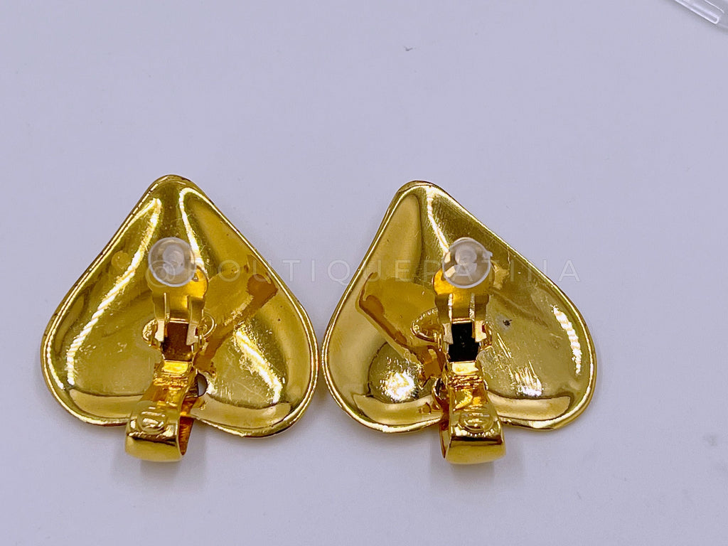Chanel Vintage 93P Giant Dangle Heart Earrings