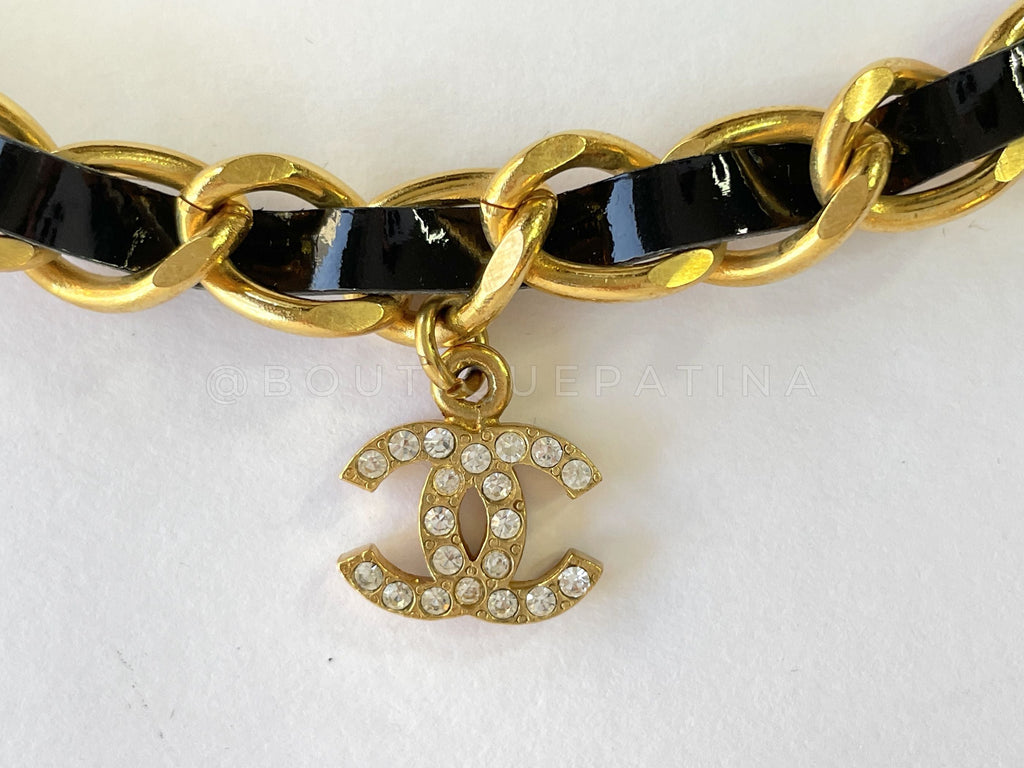 Chanel Vintage 96P Woven Chain Barbie Choker Crystal CC Necklace