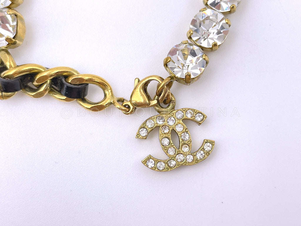 Chanel Vintage 95P "Barbie" Crystal and Woven Chain Anklet / Bracelet