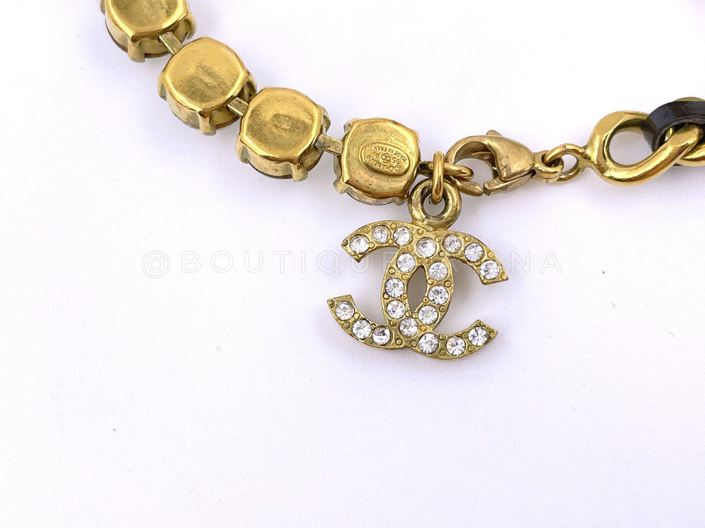 Chanel Vintage 95P "Barbie" Crystal and Woven Chain Anklet / Bracelet