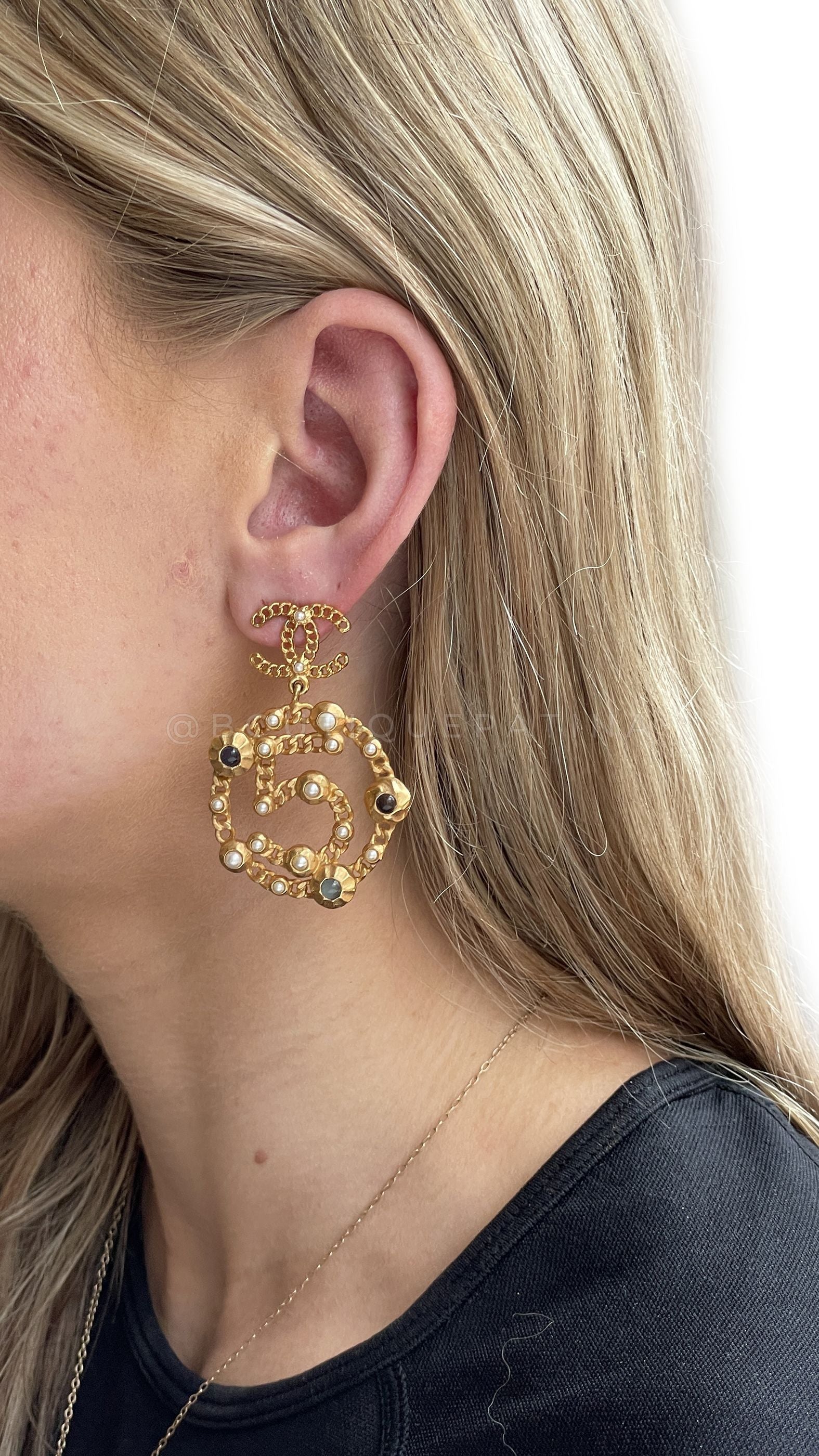 Rare Chanel Runway "5" Dangle CC Logo Earrings